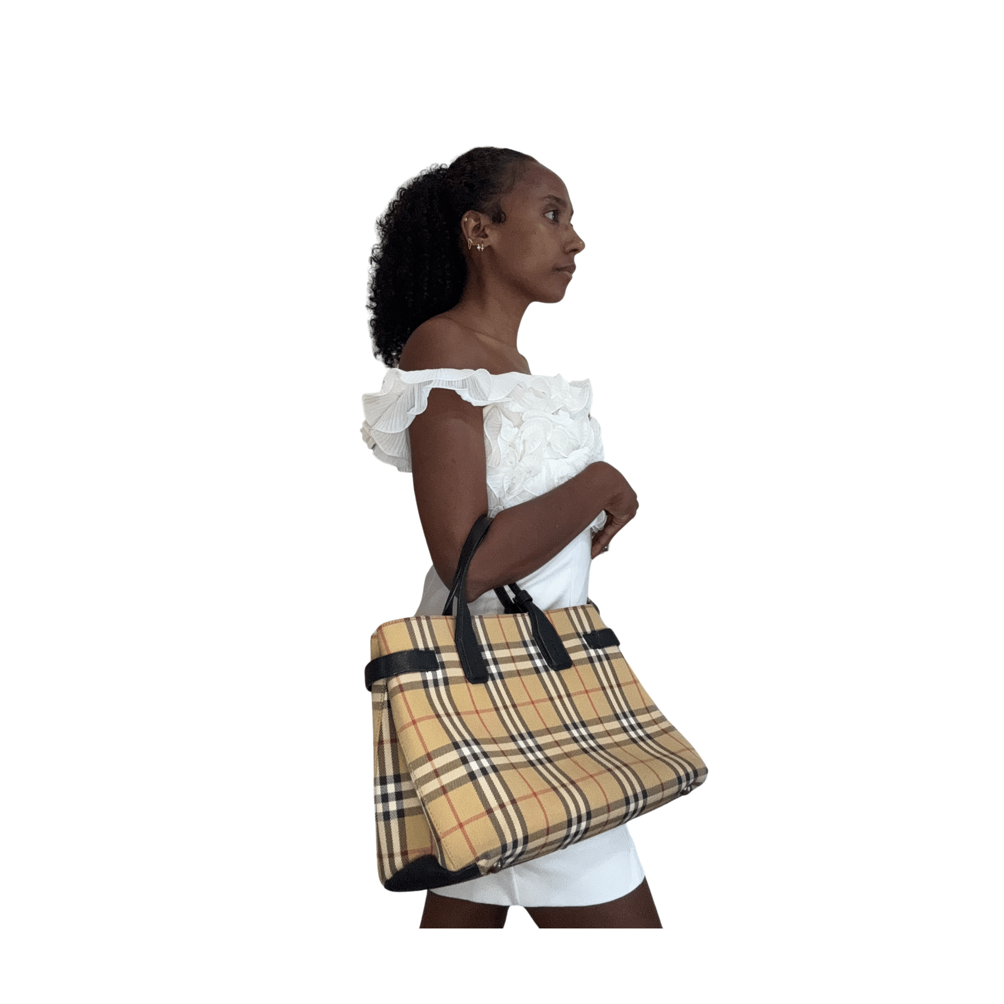 Sac à main Burberry – Toile Nova Check cuir beige