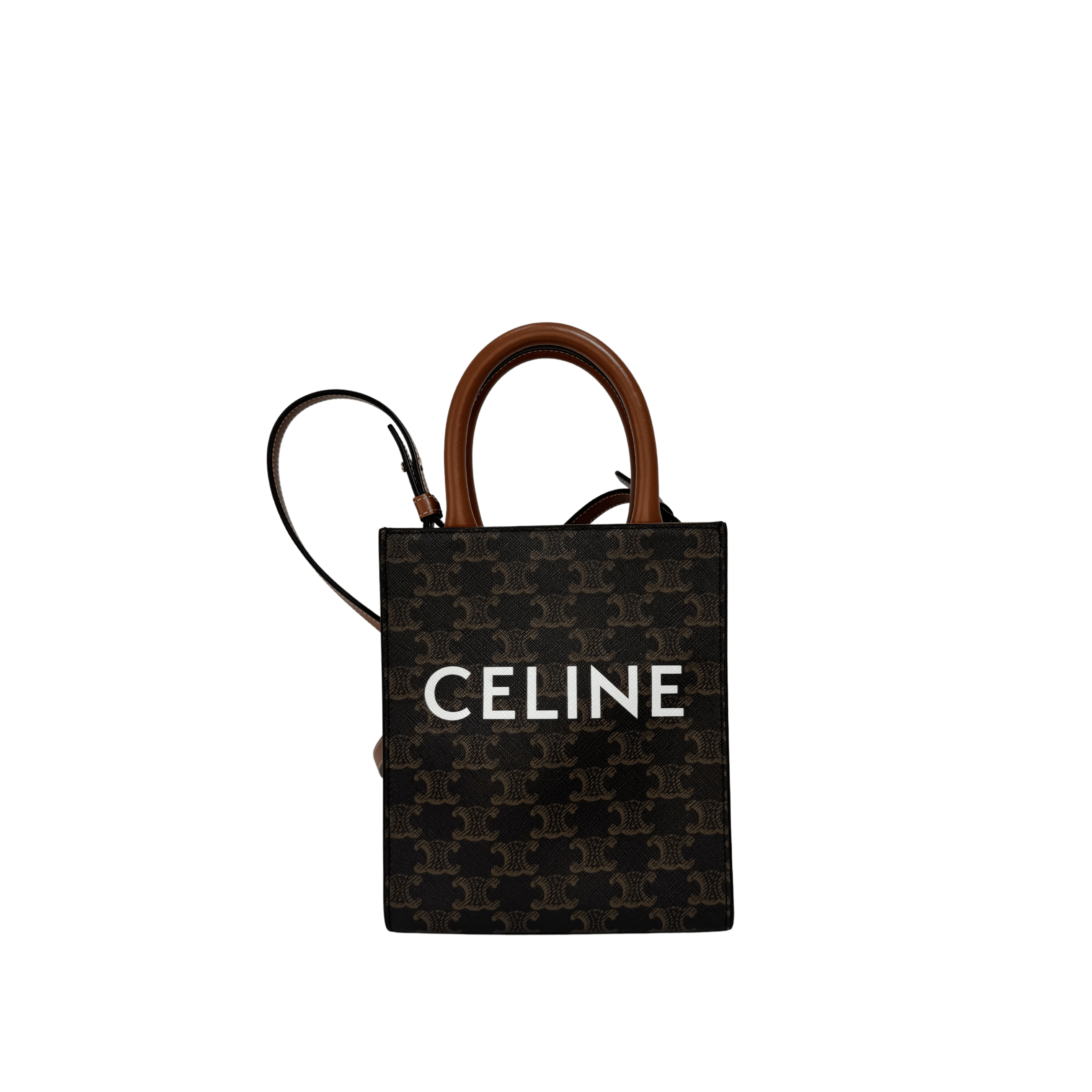 Cabas vertical mini Céline – Toile Triomphe imprimé signature