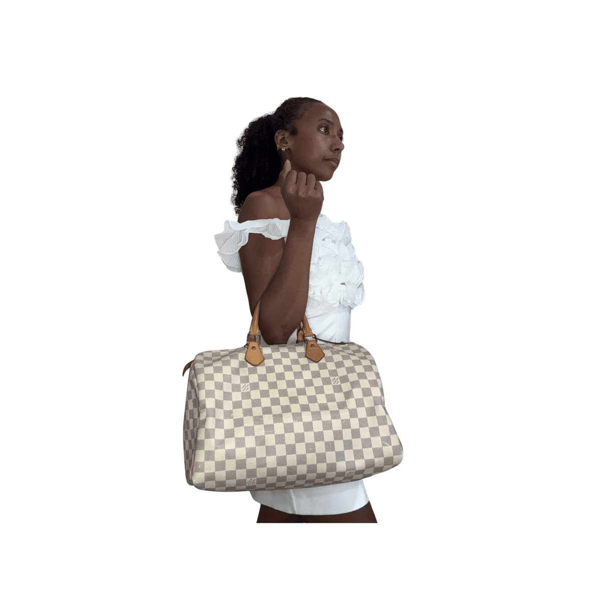 Sac à main Speedy 35 damier azur Louis Vuitton - La Belle Boutique