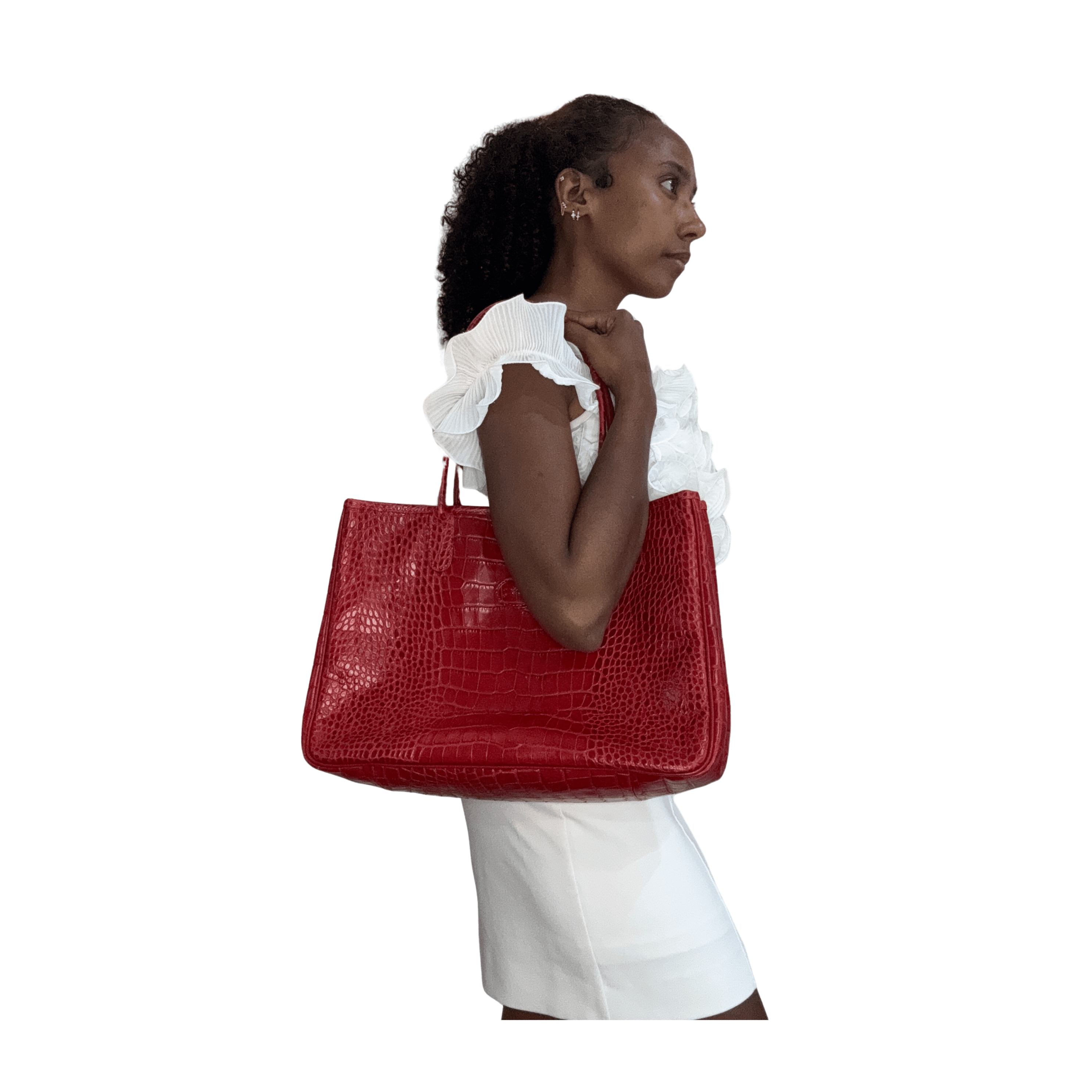 Sac à main Longchamp Héritage – Cuir embossé façon crocodile rouge - La Belle Boutique