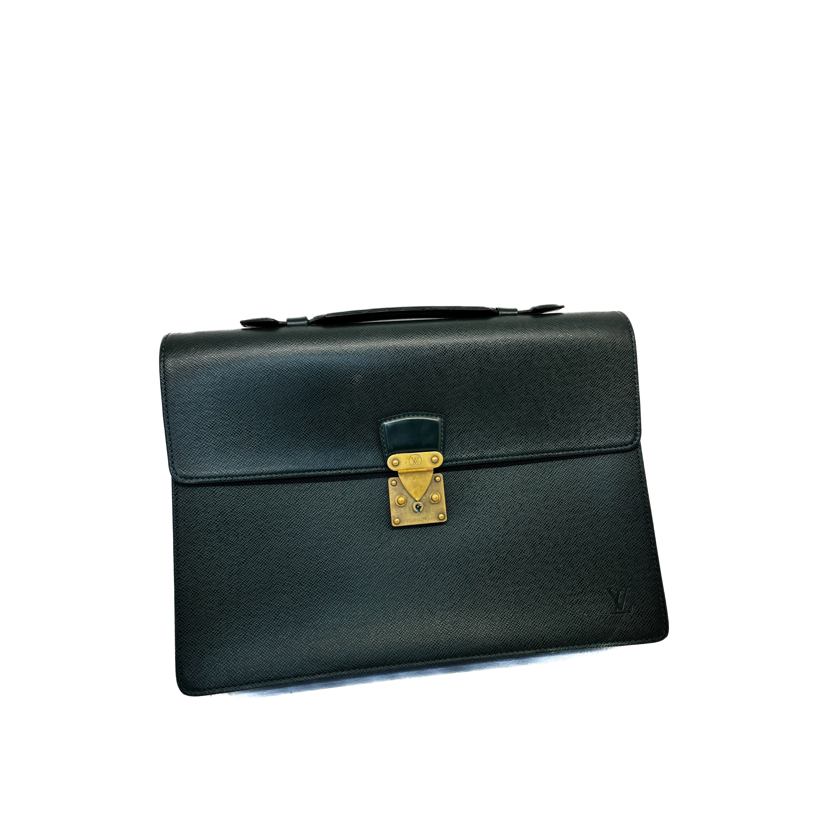 Porte-documents/ Serviette Louis Vuitton Ambassadeur en cuir taiga vert