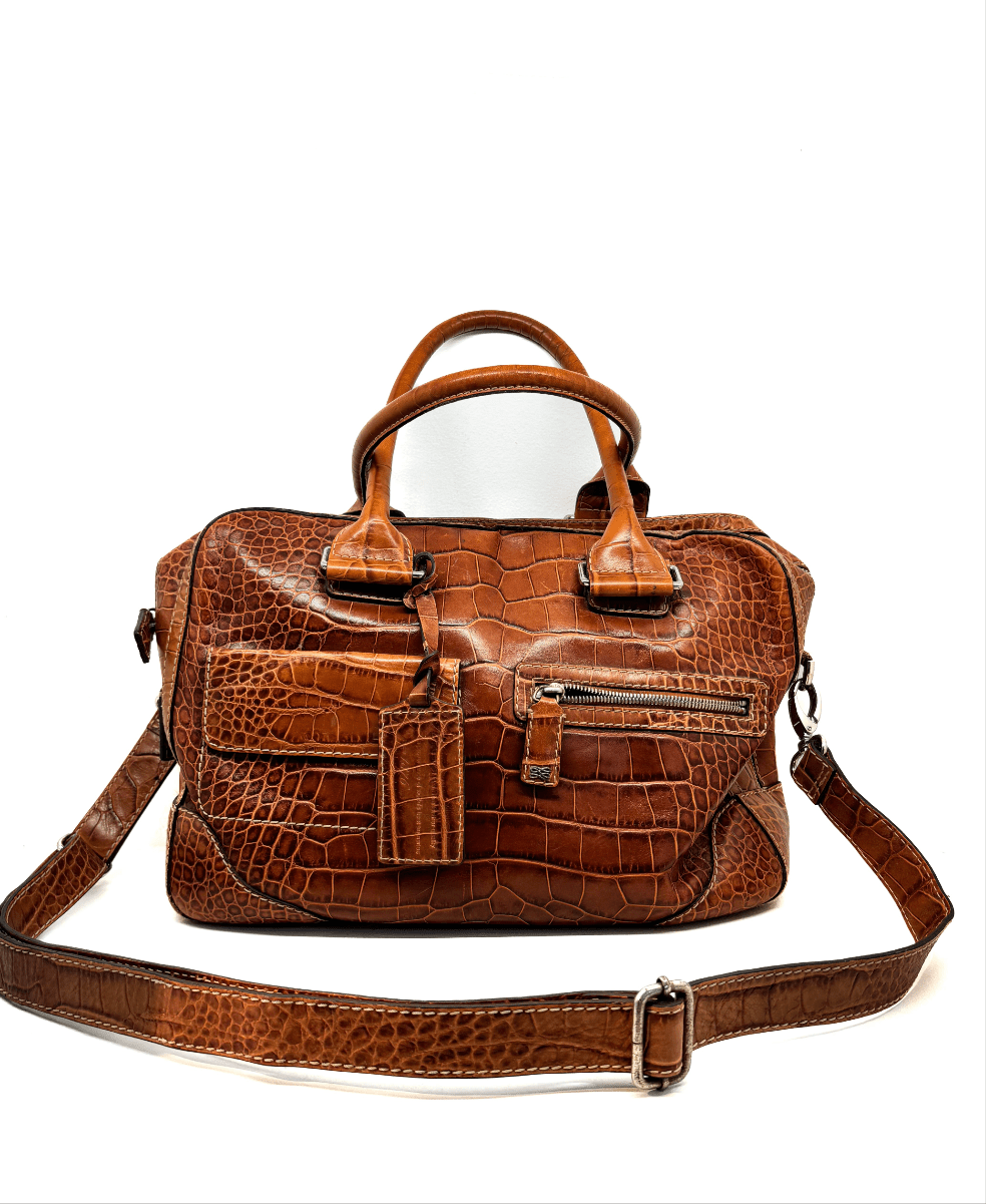 Cartable Lancel embossé crocodile - La Belle Boutique