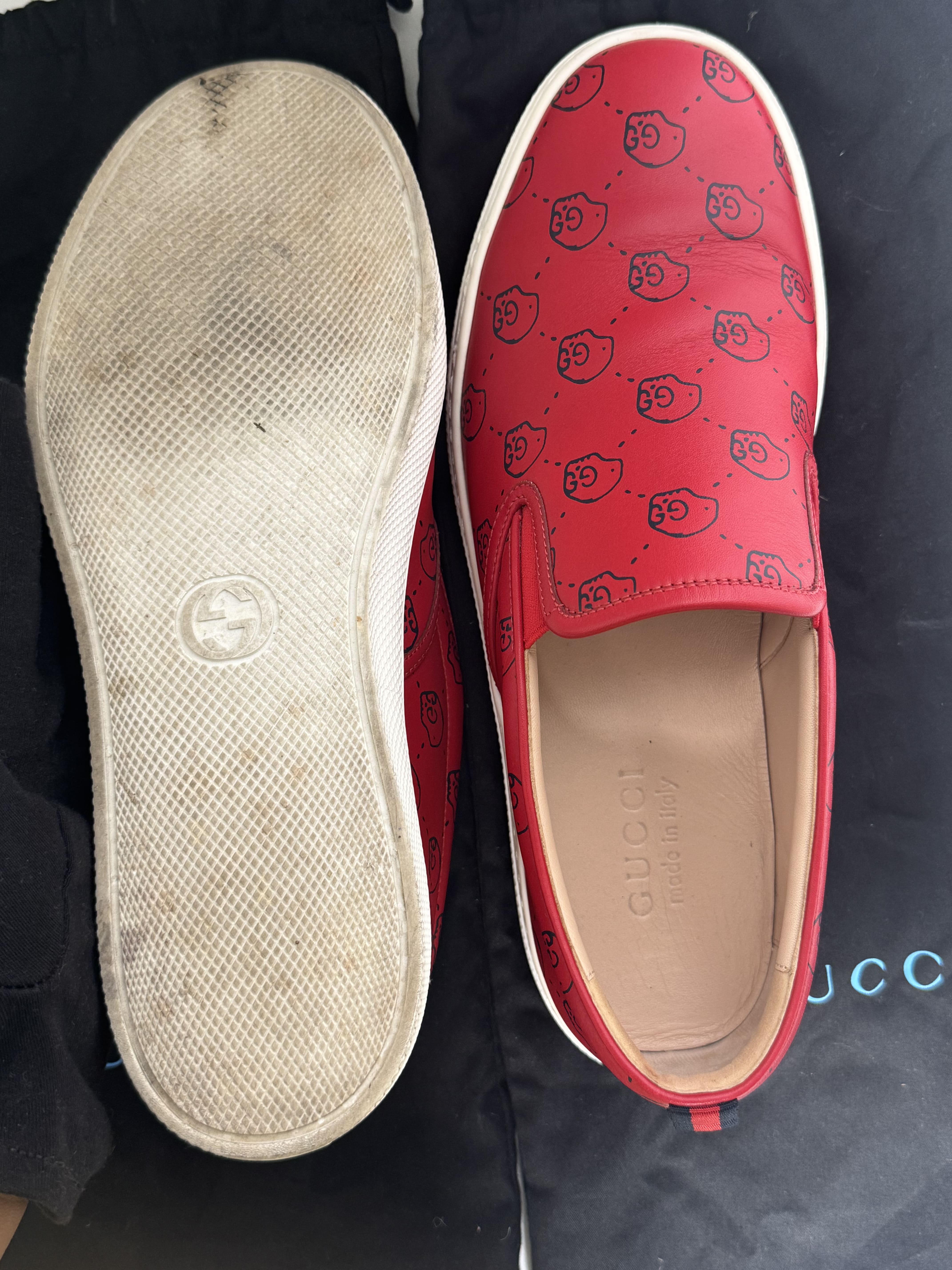 Sneakers Slip-On Gucci Ghost en cuir rouge