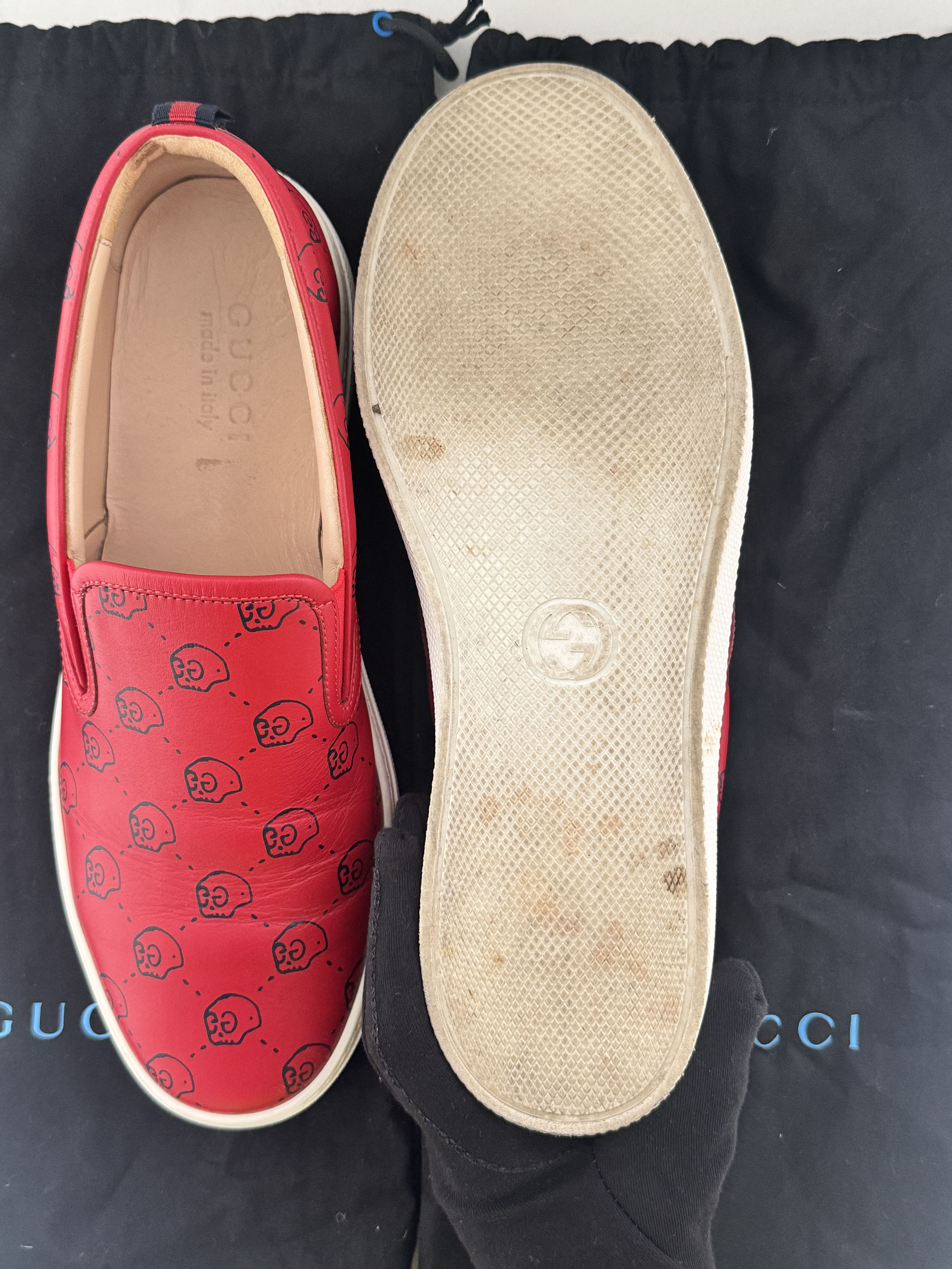 Sneakers Slip-On Gucci Ghost en cuir rouge