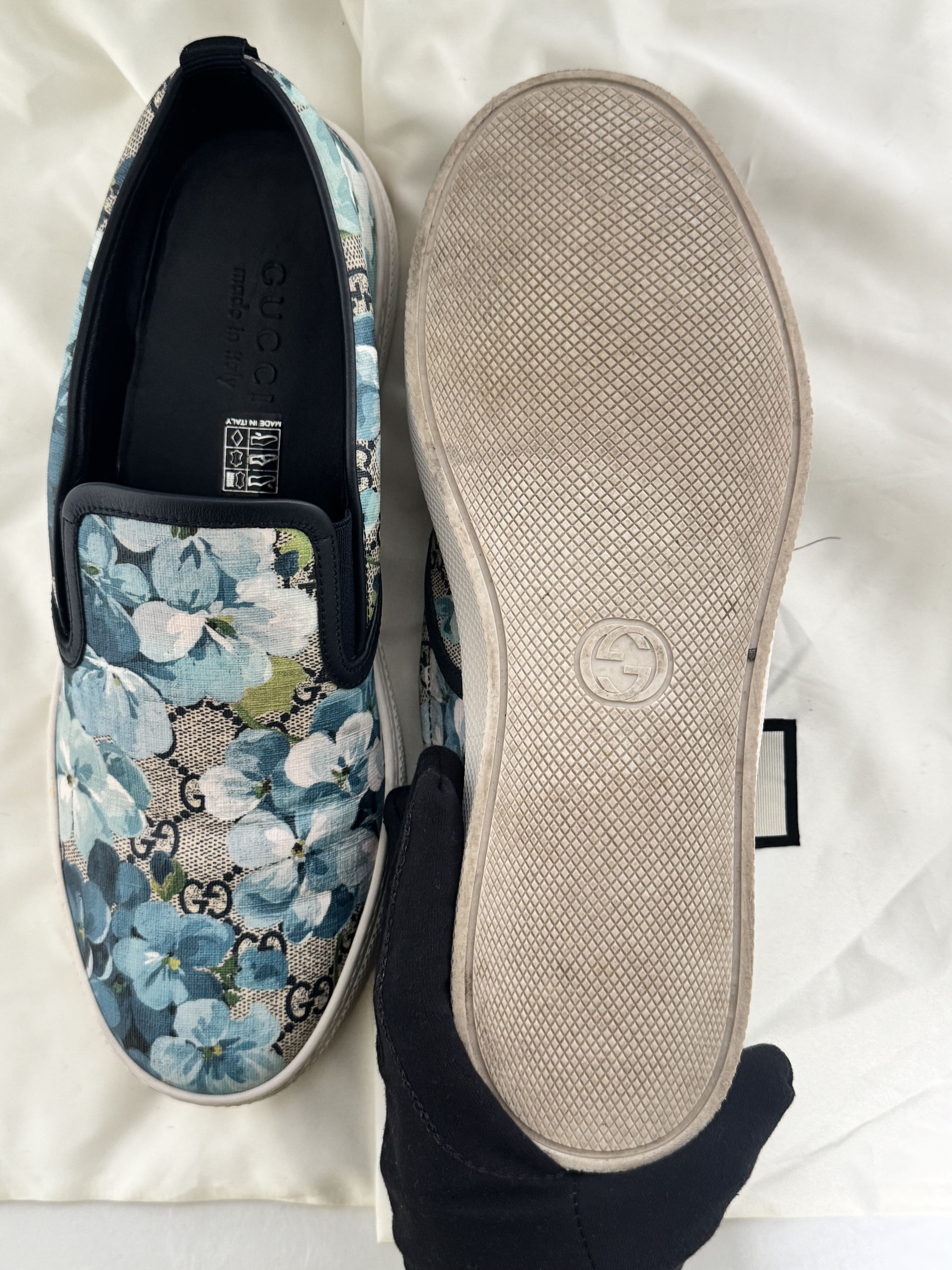 Sneakers Gucci GG Supreme Bloom Bleu – Slip-On Floral