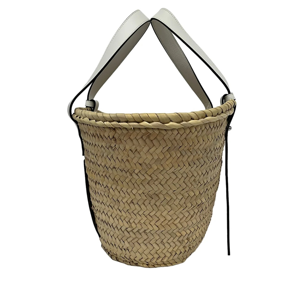 LOEWE - PANIER BASKET BAG MEDIUM - RAPHIA NATUREL CUIR BLANC