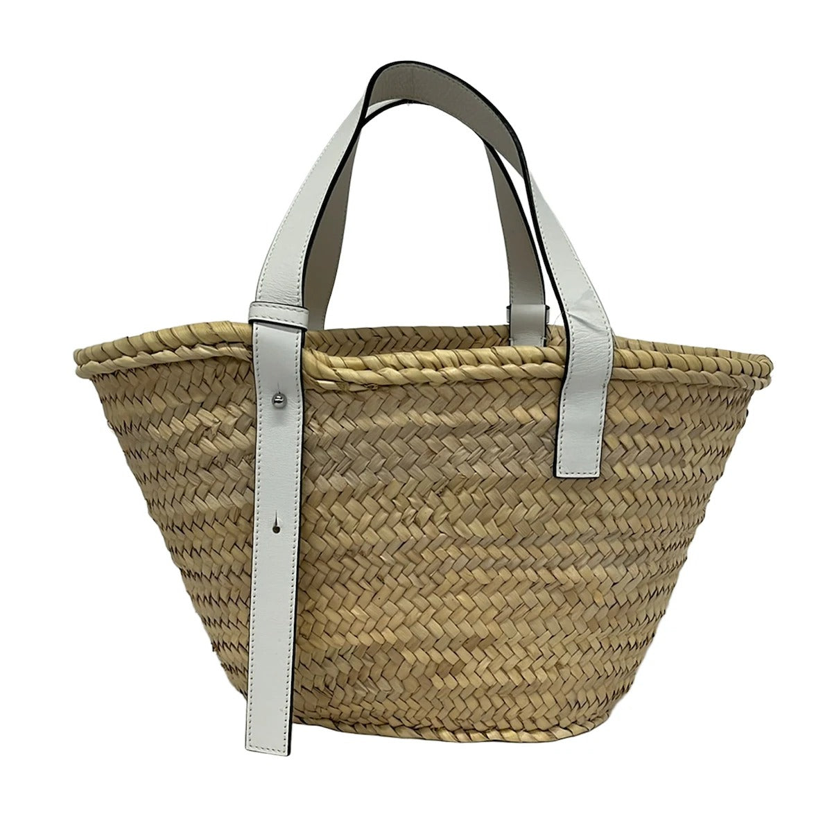 LOEWE - PANIER BASKET BAG MEDIUM - RAPHIA NATUREL CUIR BLANC