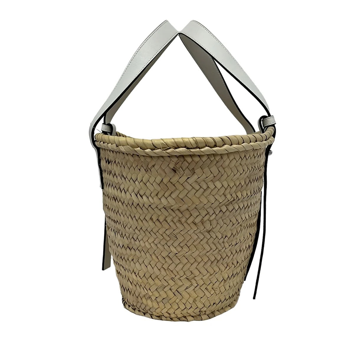 LOEWE - PANIER BASKET BAG MEDIUM - RAPHIA NATUREL CUIR BLANC