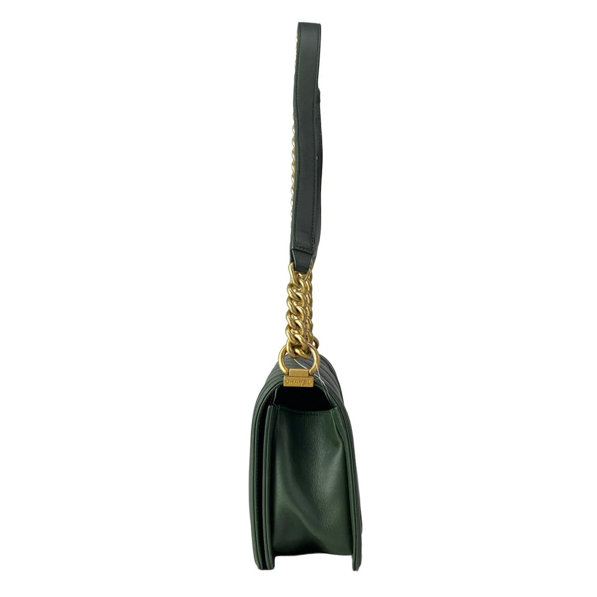 CHANEL - BOY MEDIUM - CUIR AGNEAU MATELASSÉ VERT SAPIN