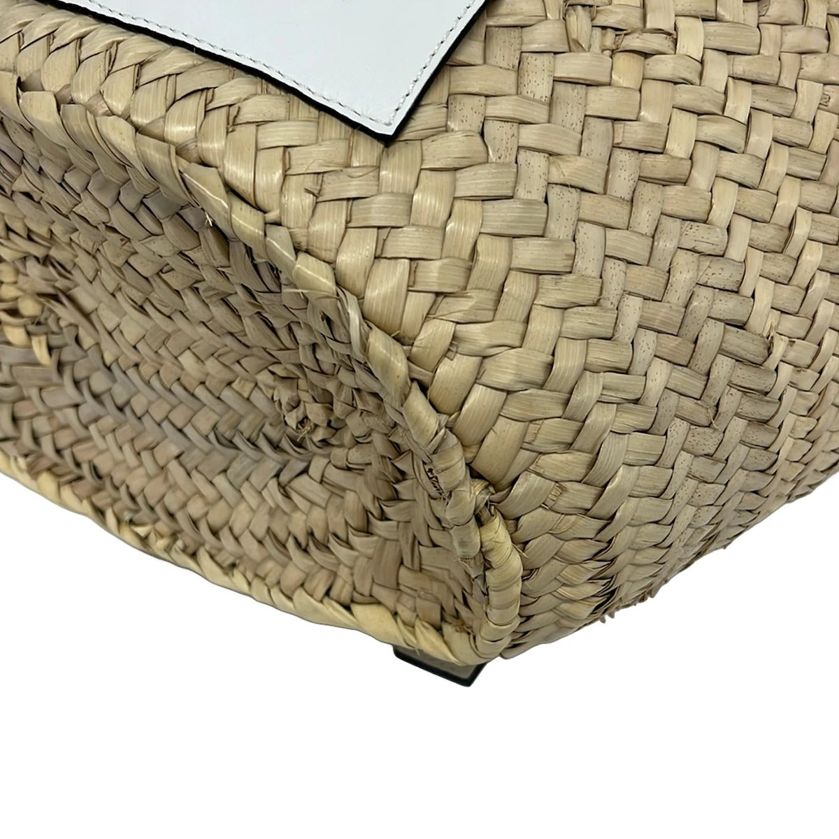 LOEWE - PANIER BASKET BAG MEDIUM - RAPHIA NATUREL CUIR BLANC