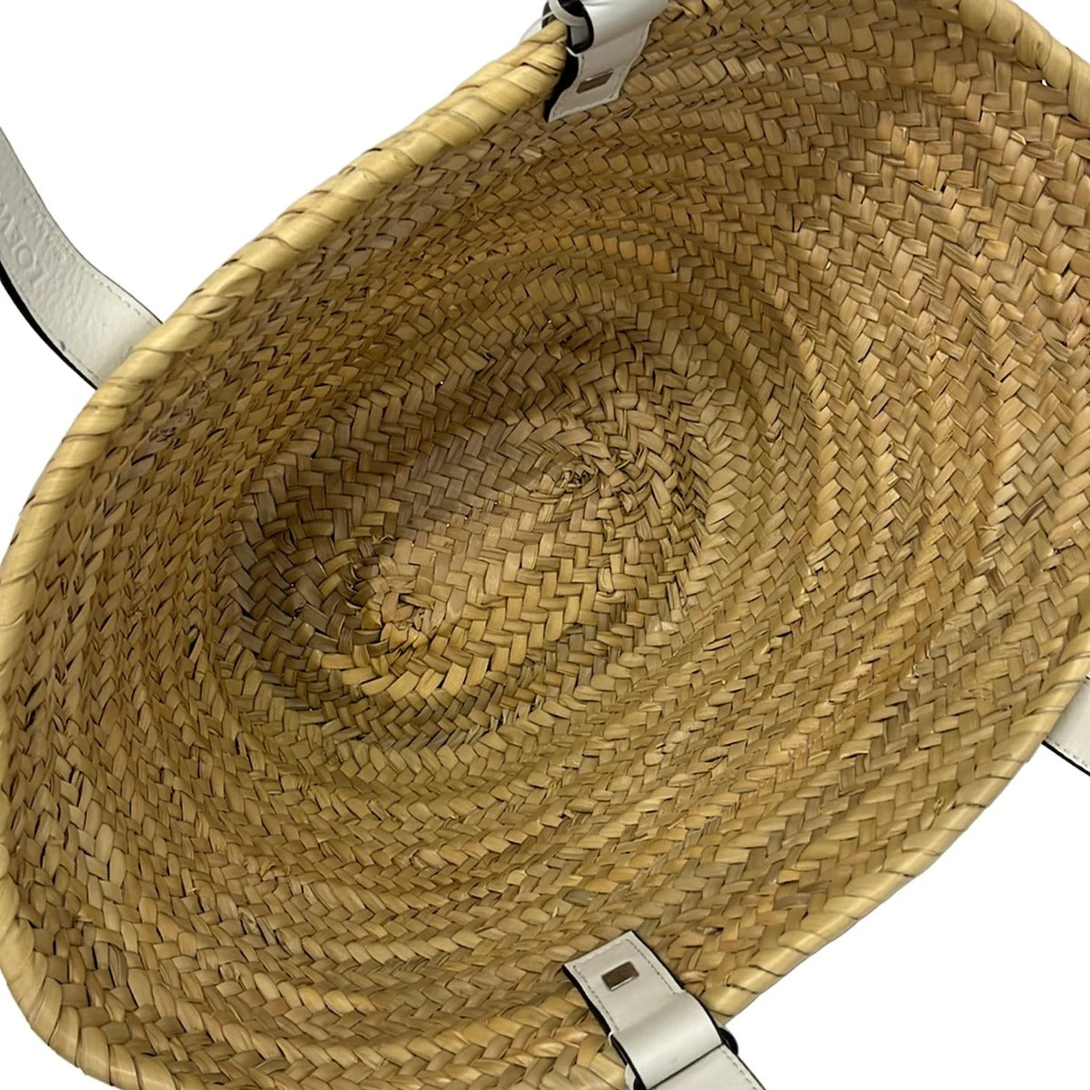 LOEWE - PANIER BASKET BAG MEDIUM - RAPHIA NATUREL CUIR BLANC