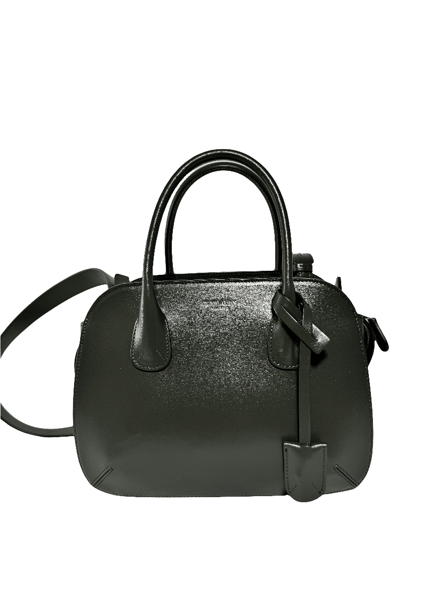 Sac Giorgio Armani La Prima Boston en cuir palmellato vert sapin - La Belle Boutique