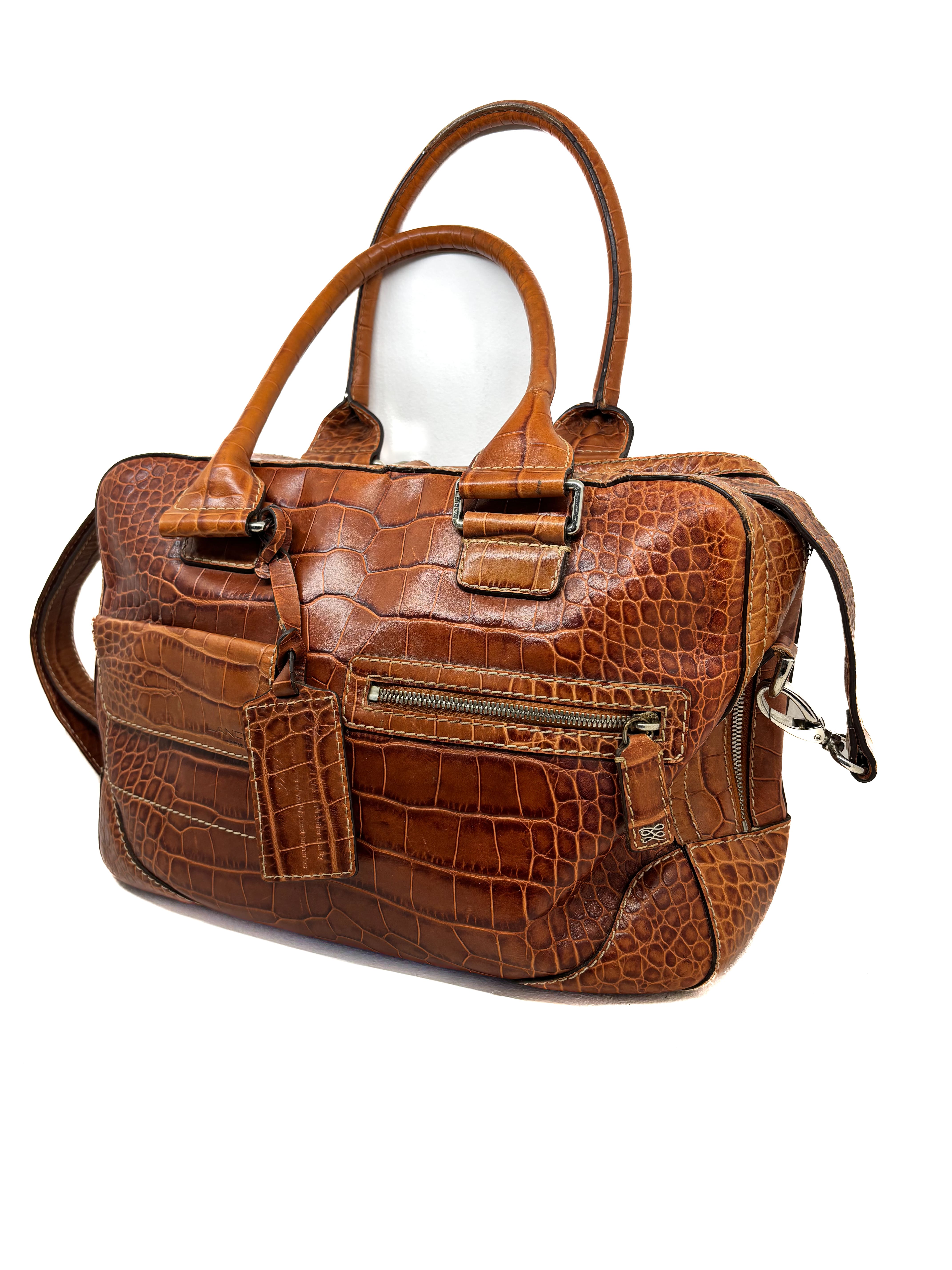 Cartable Lancel embossé crocodile
