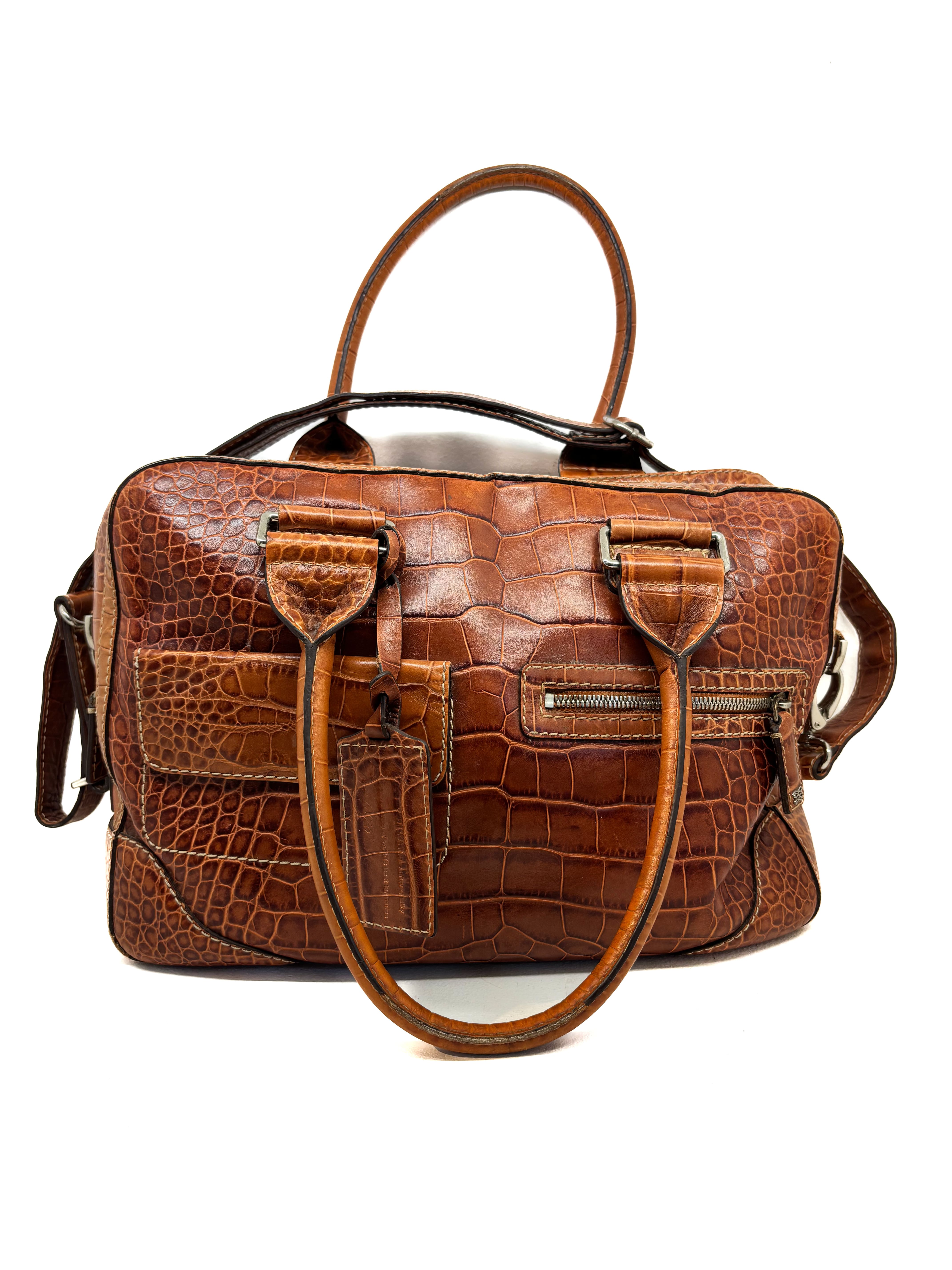 Cartable Lancel embossé crocodile