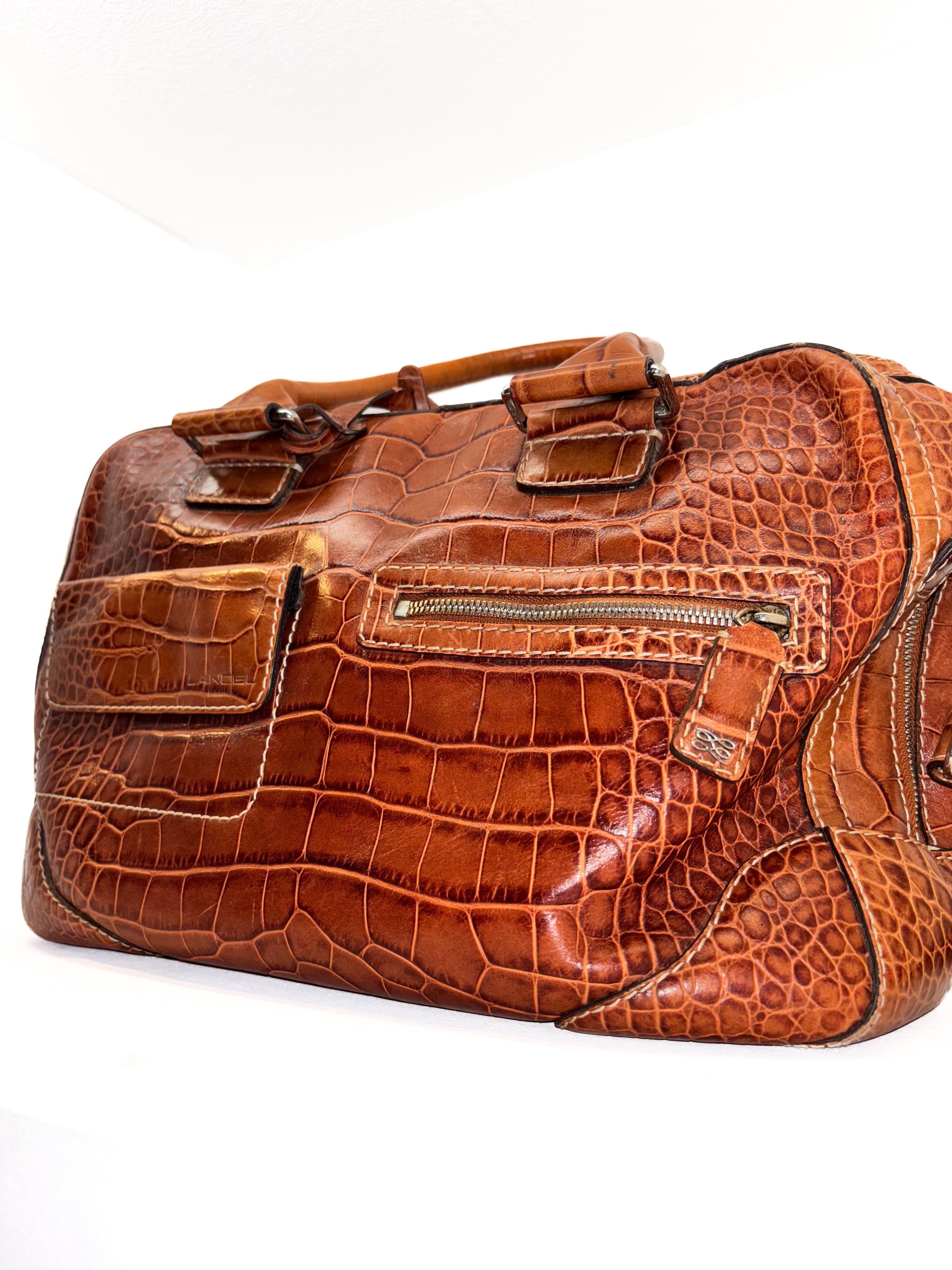 Cartable Lancel embossé crocodile