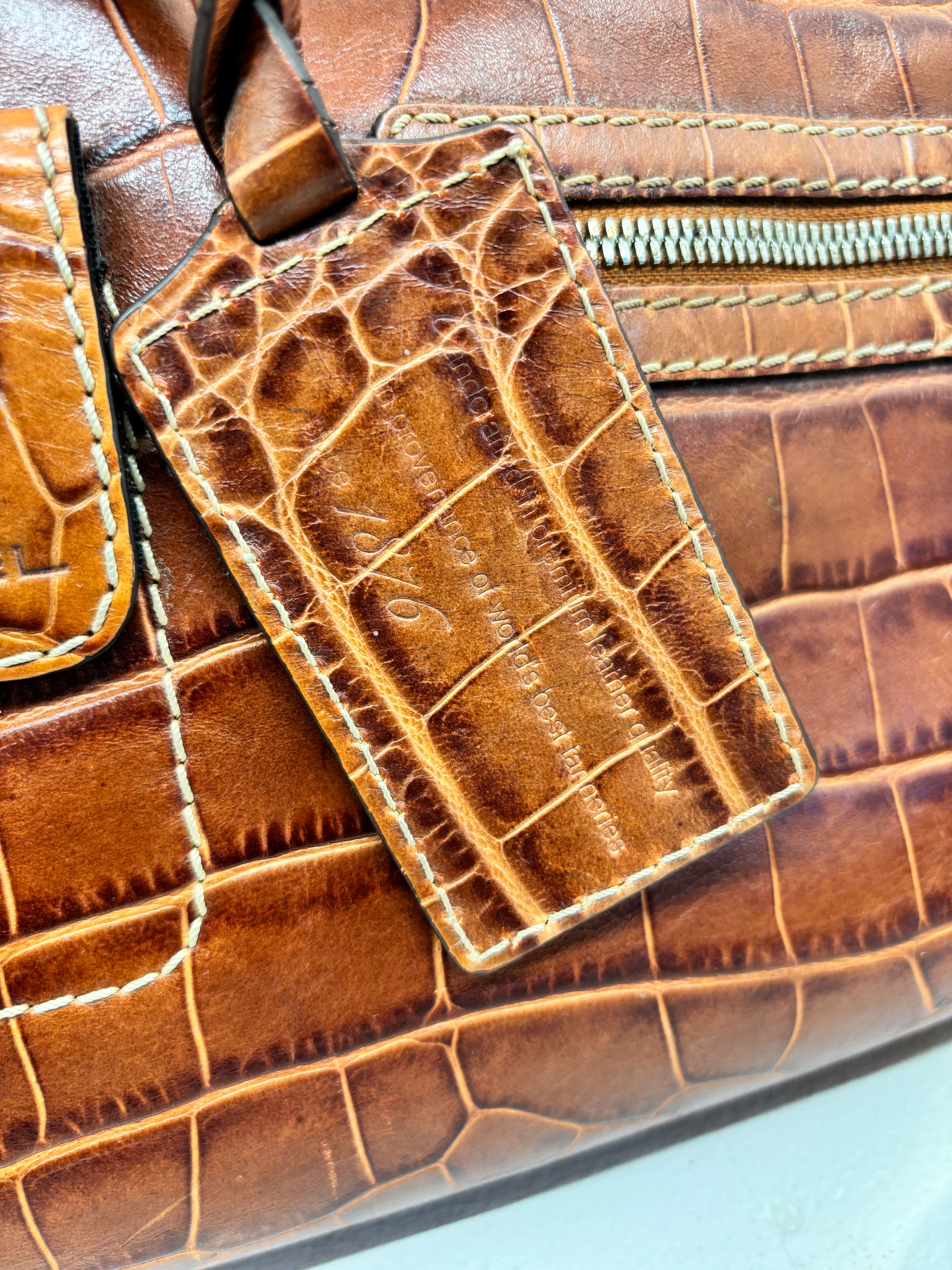 Cartable Lancel embossé crocodile