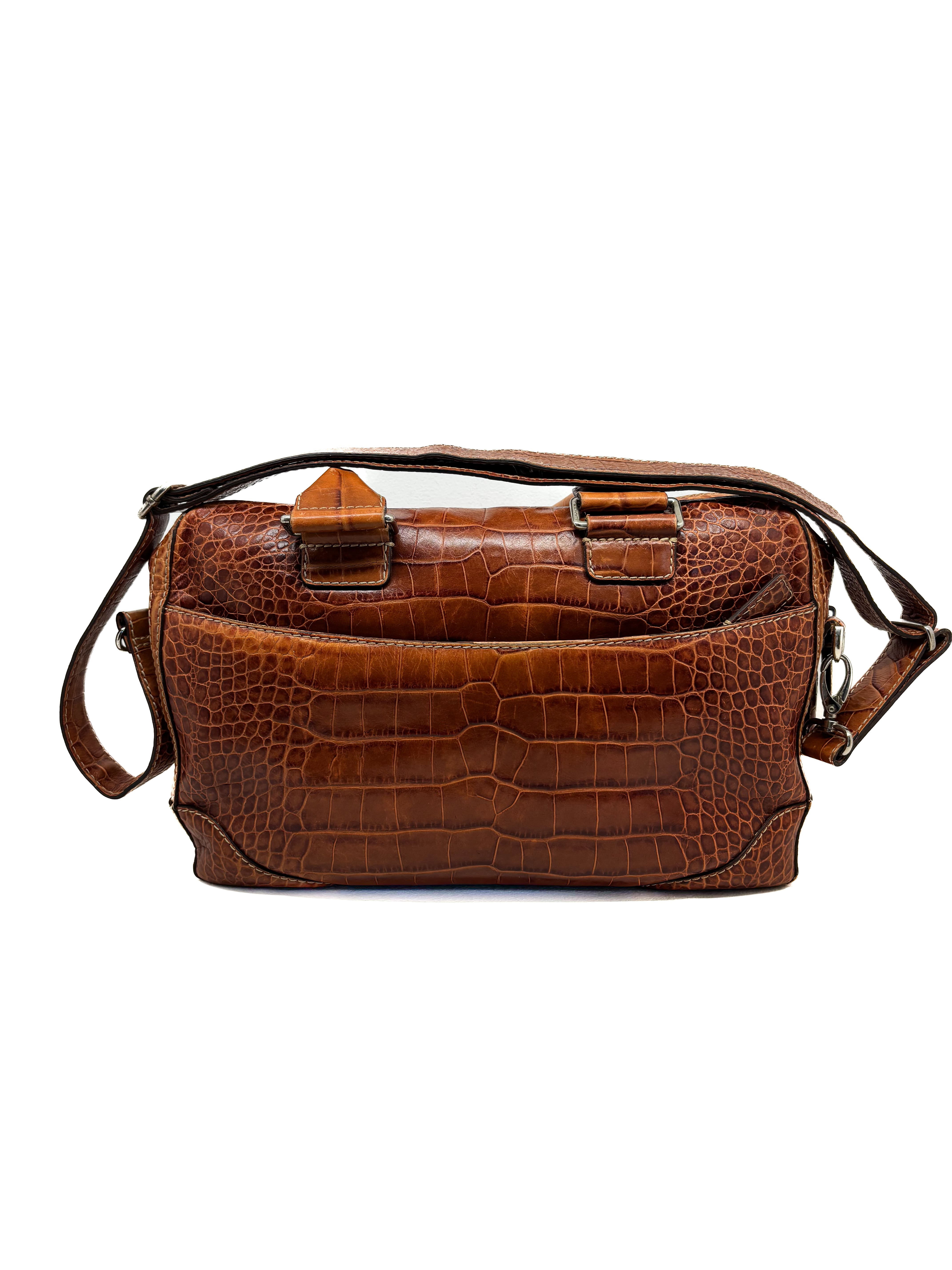 Cartable Lancel embossé crocodile