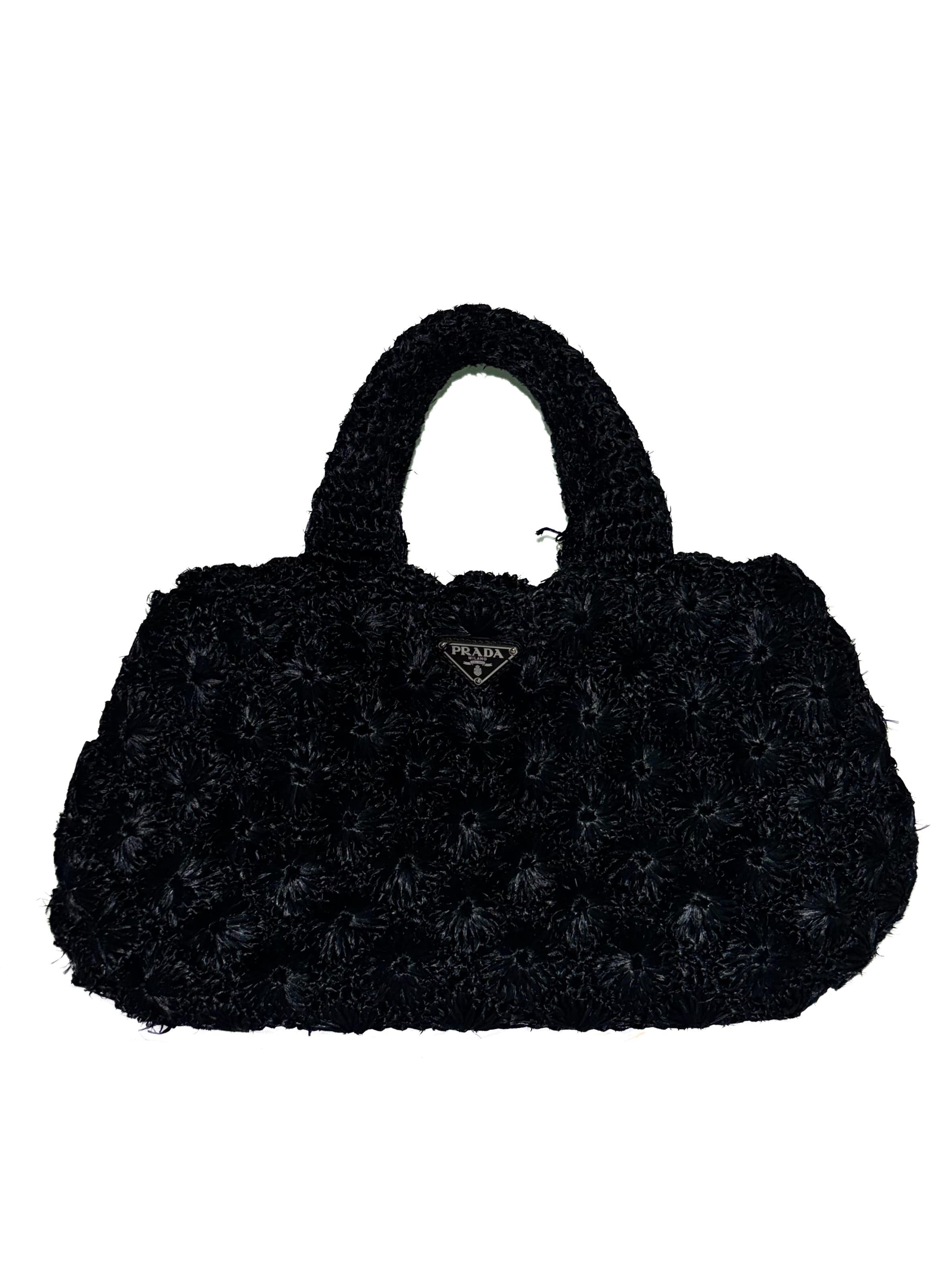 Sac à main Raphia noir Prada