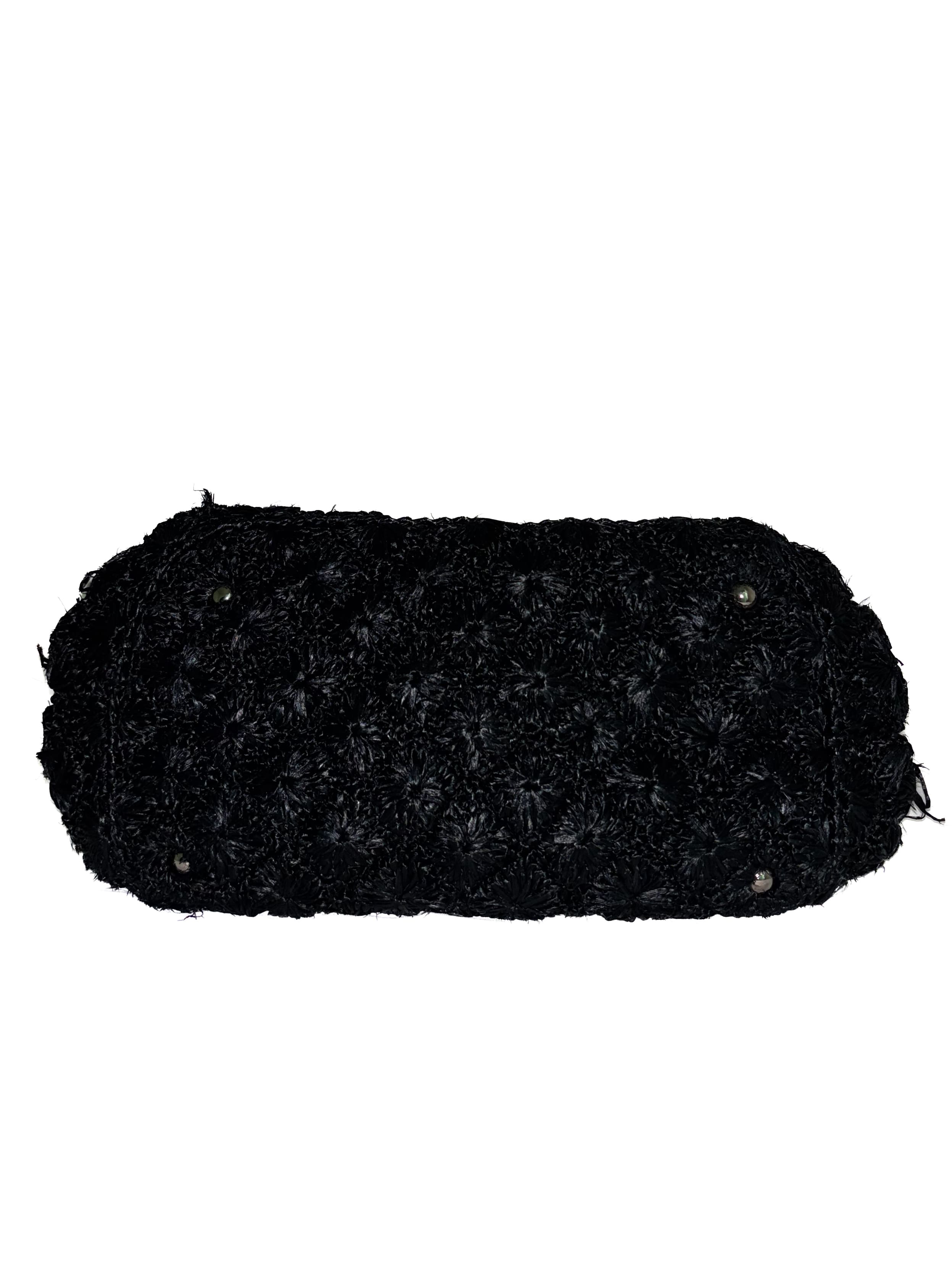 Sac à main Raphia noir Prada