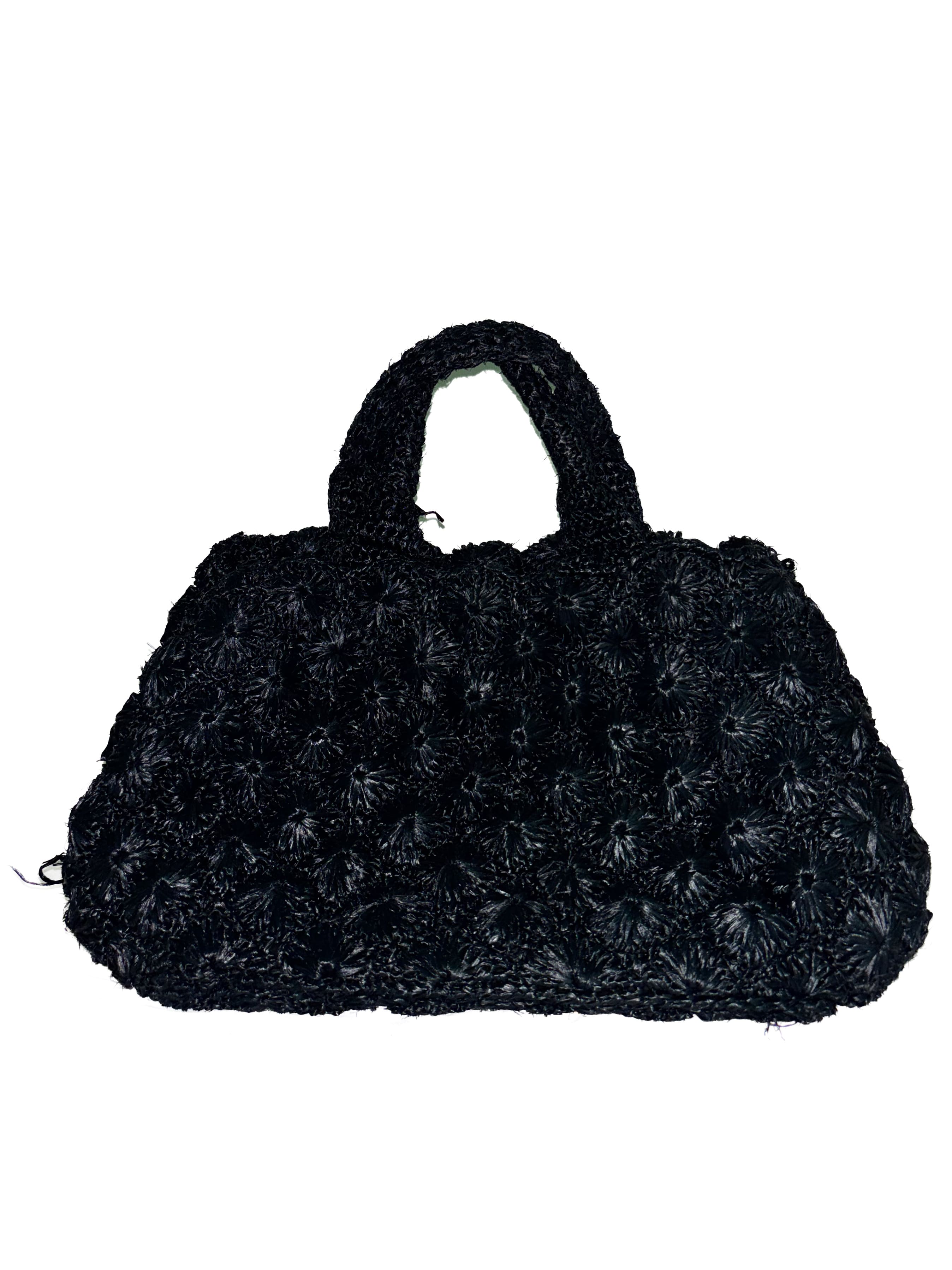 Sac à main Raphia noir Prada