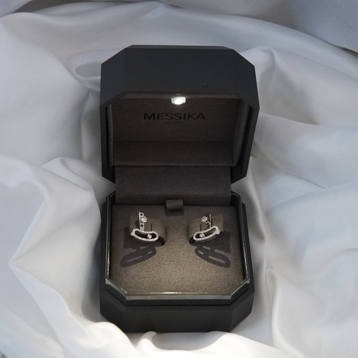 MESSIKA - BOUCLES D'OREILLES MOVE UNO OR BLANC PAVE DIAMANTS