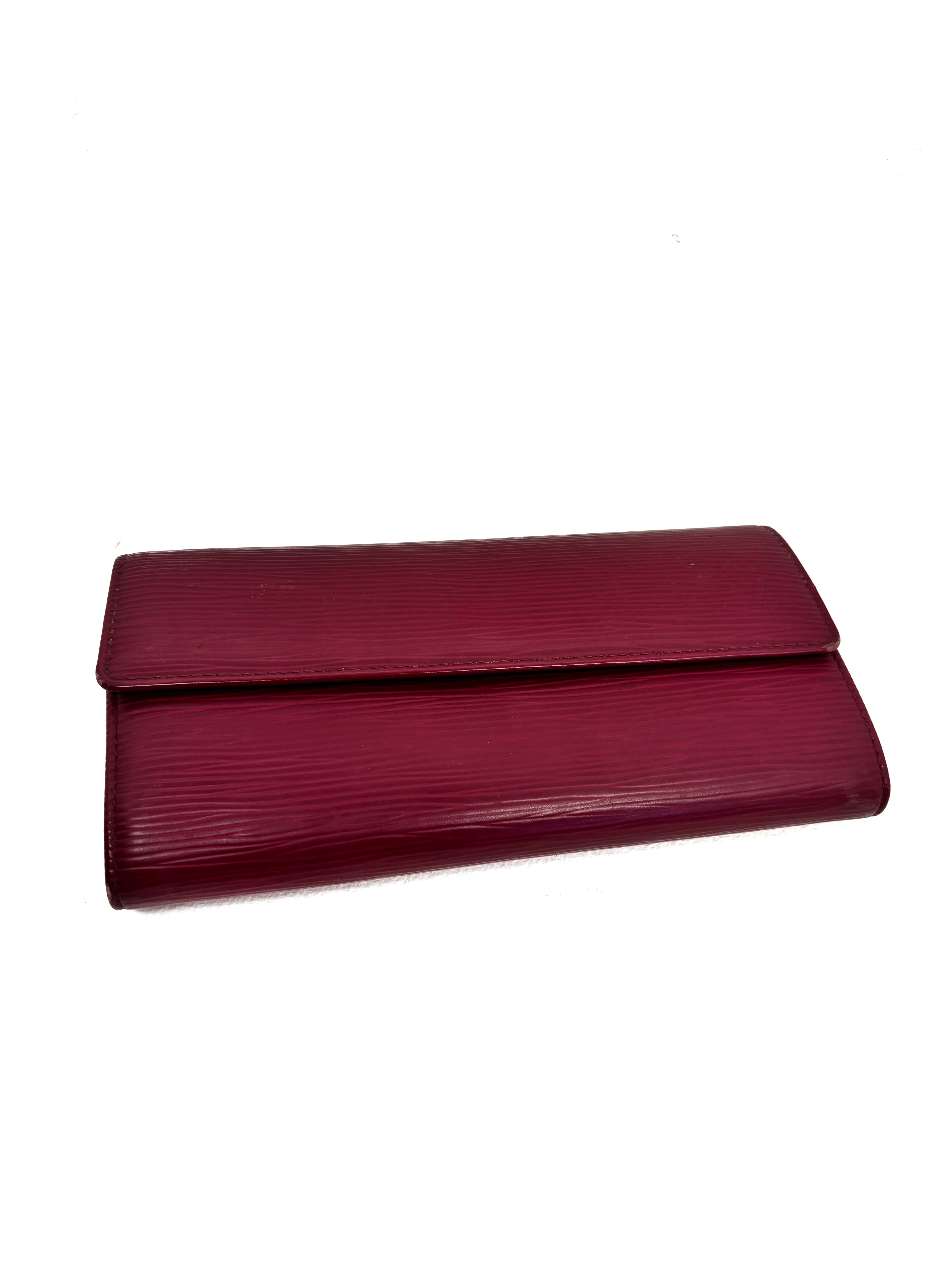 Portefeuille Sarah en cuir épi fushia Louis Vuitton