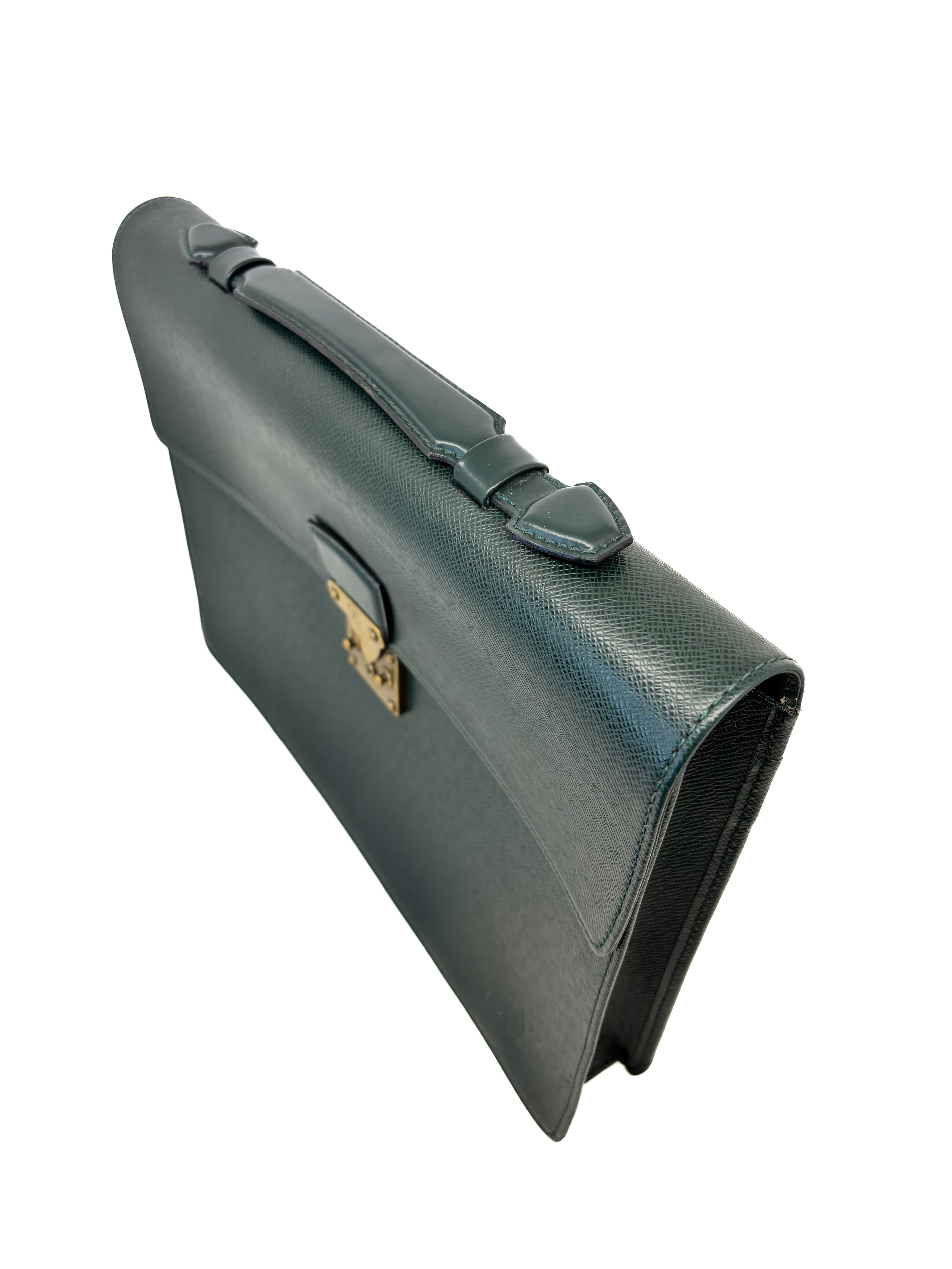 Porte-documents/ Serviette Louis Vuitton Ambassadeur en cuir taiga vert