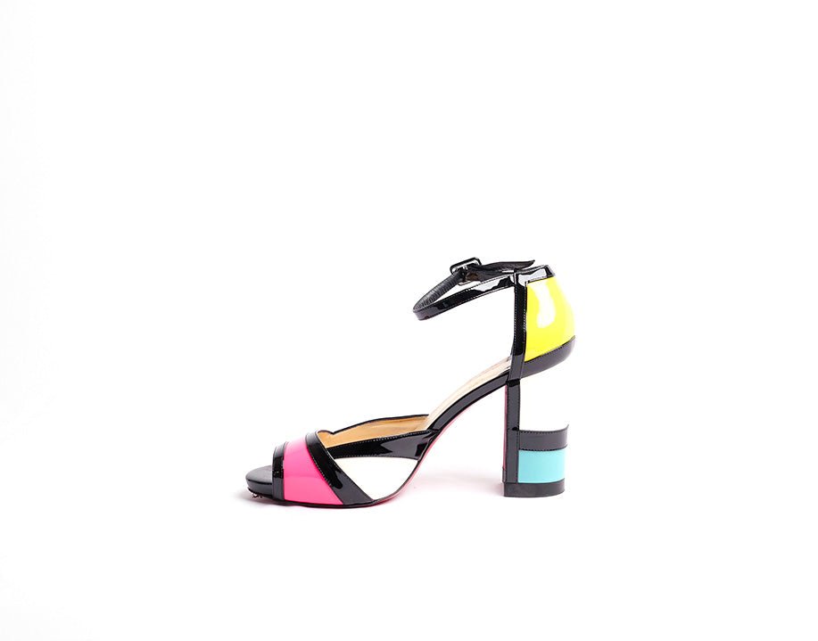 Christian Louboutin sandales Mondiri 100 en cuir verni multicolore - T 39,5 - La Belle Boutique