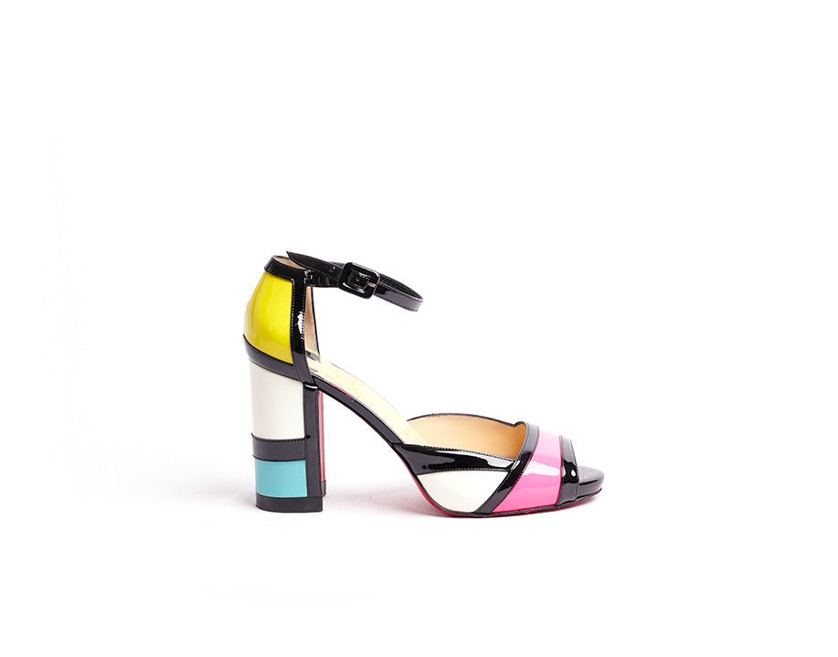 Christian Louboutin sandales Mondiri 100 en cuir verni multicolore - T 39,5 - La Belle Boutique