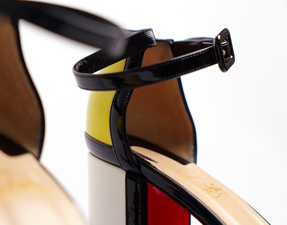 Christian Louboutin sandales Mondiri 100 en cuir verni multicolore - T 39,5 - La Belle Boutique