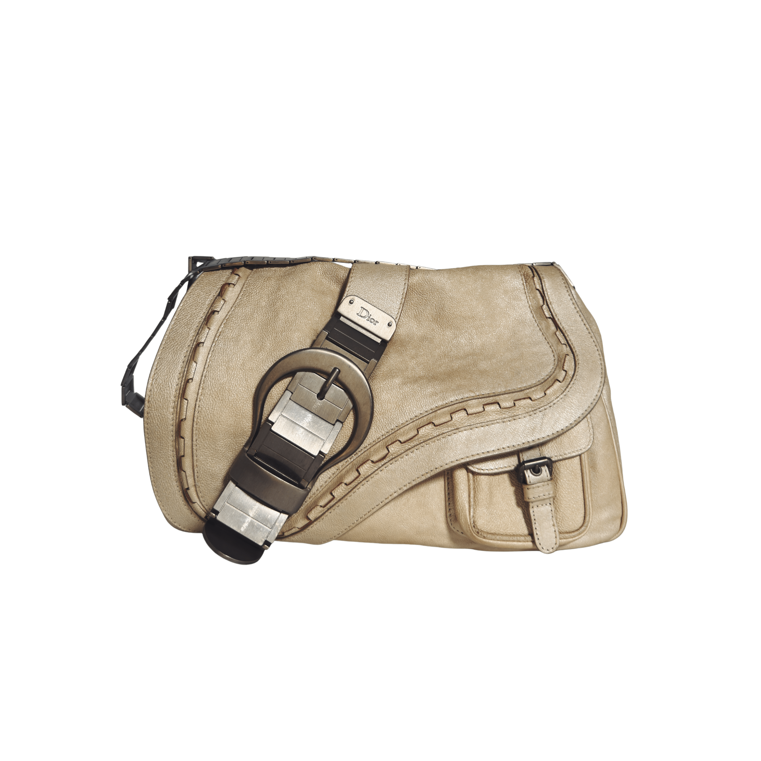 Sac à main Dior Gaucho en cuir beige vintage - La Belle Boutique