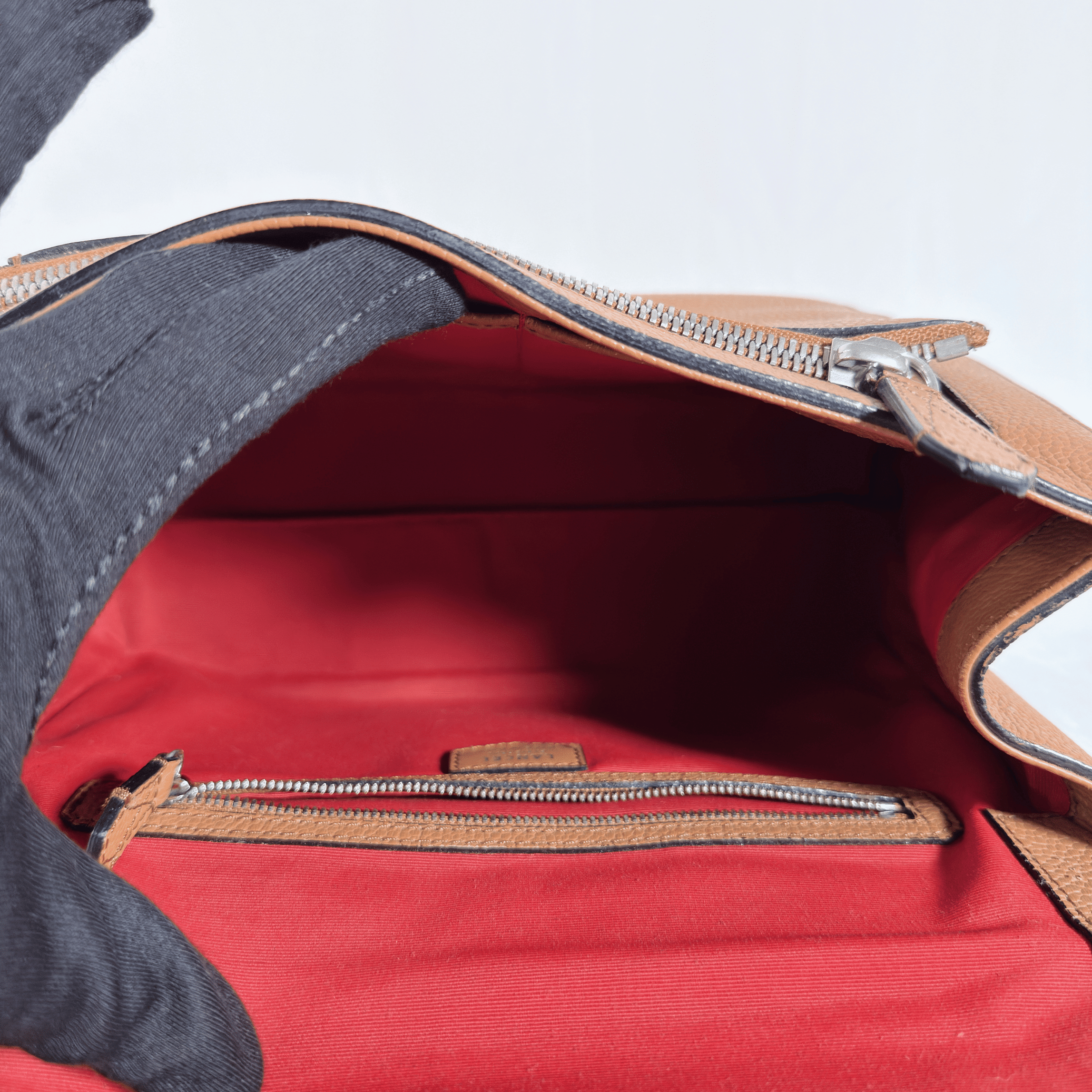 SAC LANCEL NINON - TAILLE M - CUIR GRAINE CAMEL - La Belle Boutique