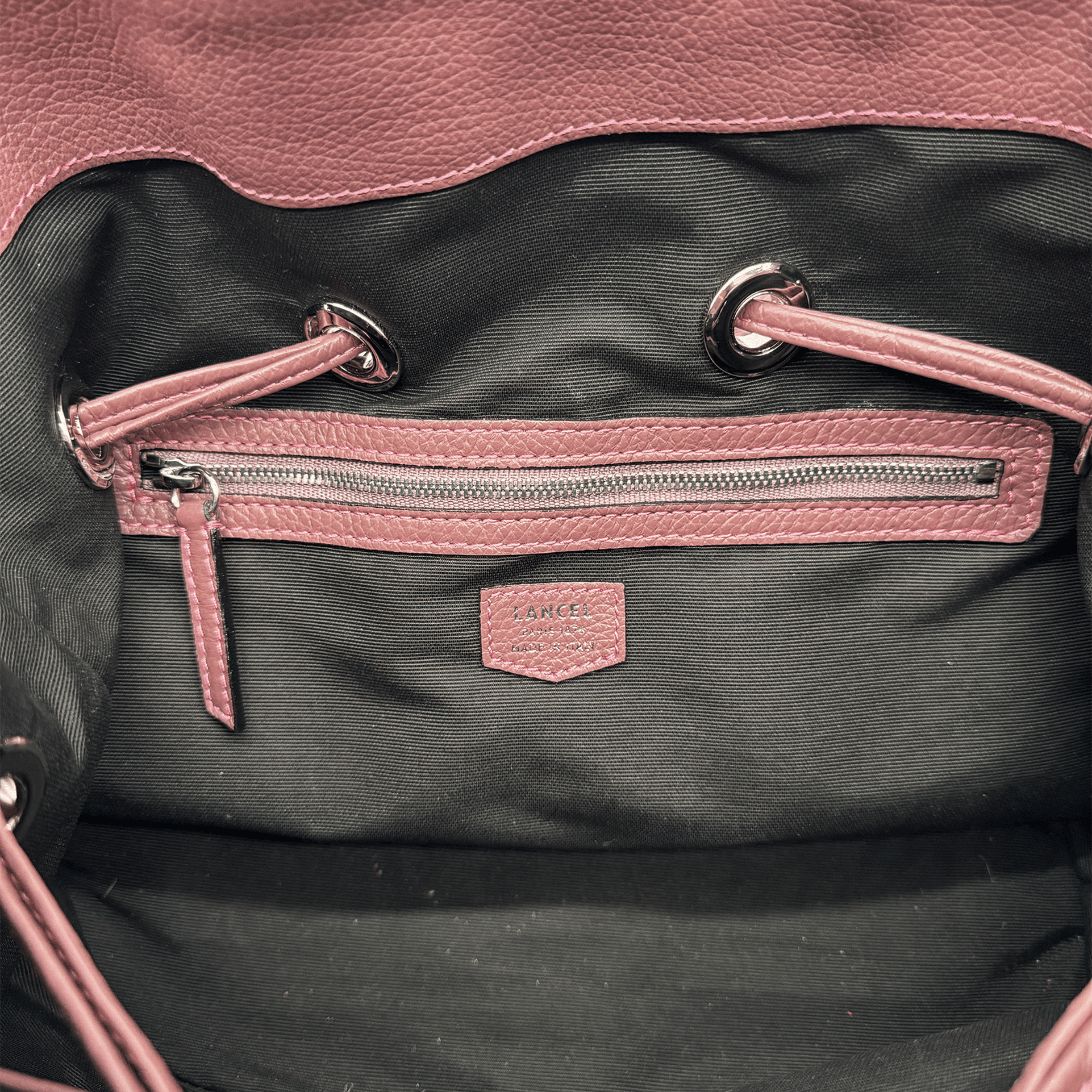SAC SEAU LANCEL PREMIER FLIRT TAILLE M EN CUIR GRAINÉ ROSE - La Belle Boutique