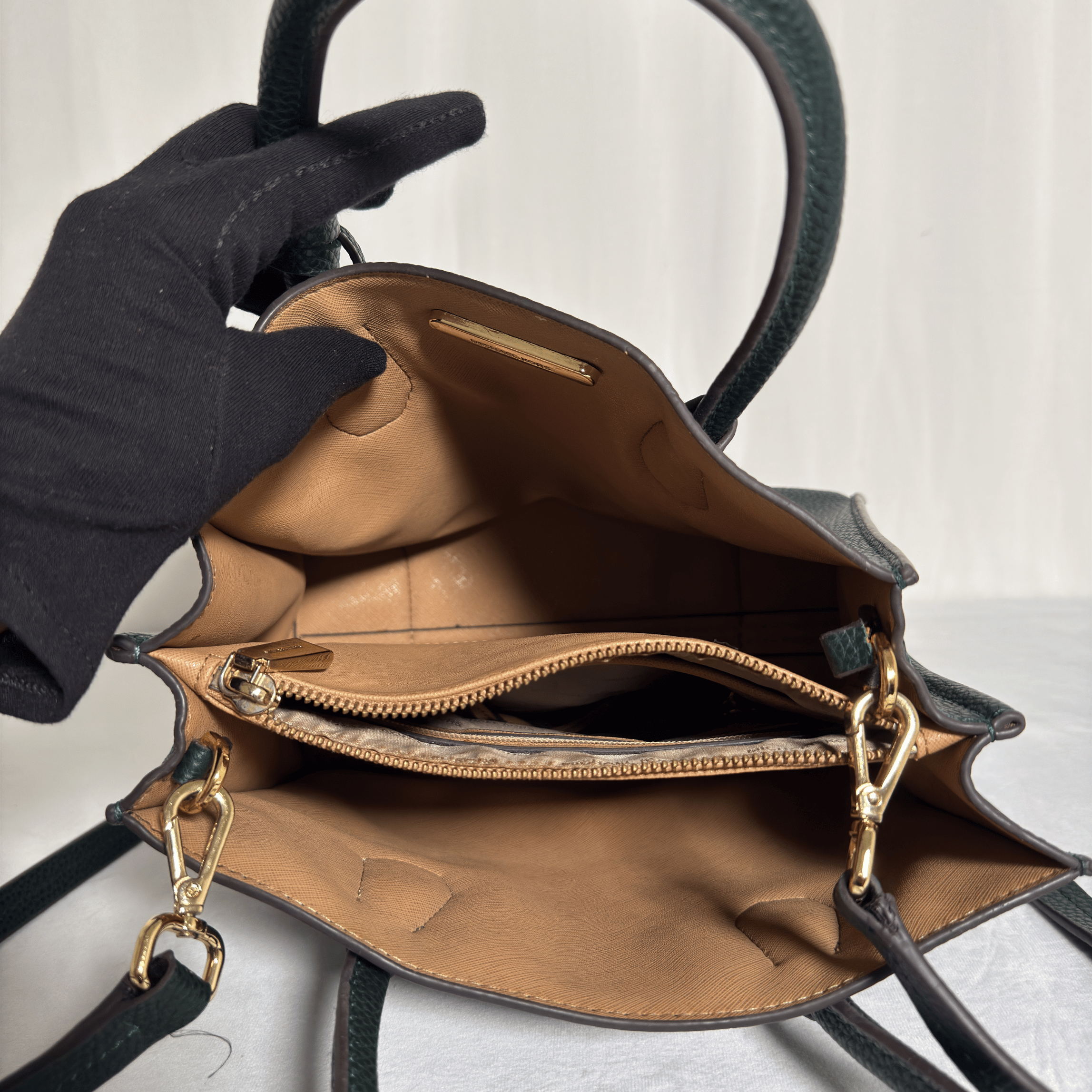 MICHAEL KORS -SAC MERCER - CUIR GRAINÉ VERT SAPIN