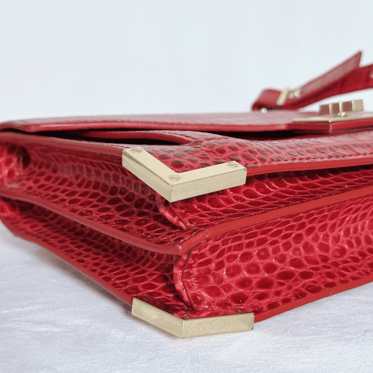 THE KOOPLES - SAC EMILY MEDIUM - CUIR EFFET CROCODILE ROUGE