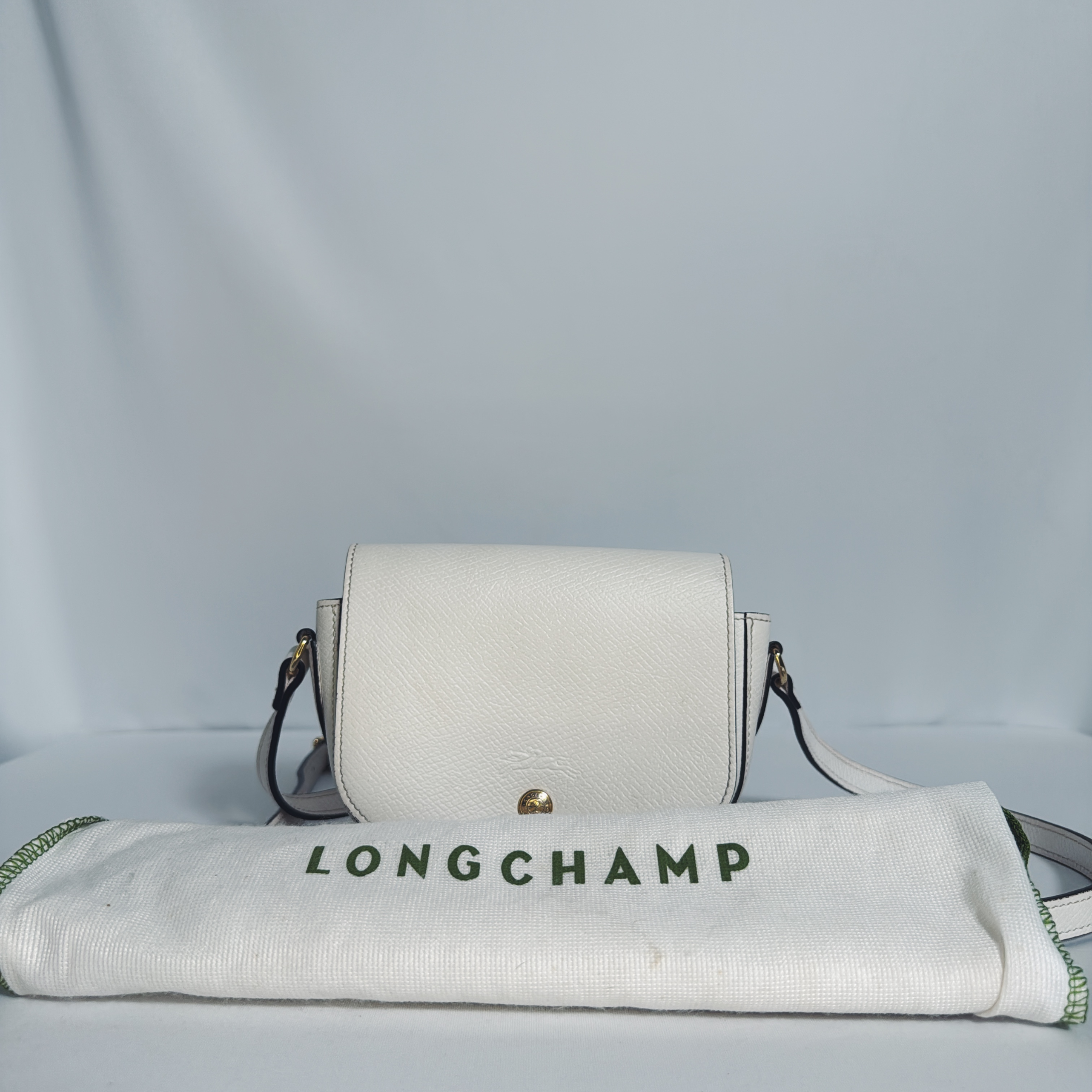 Sac bandoulière Longchamp en cuir grainé ivoire