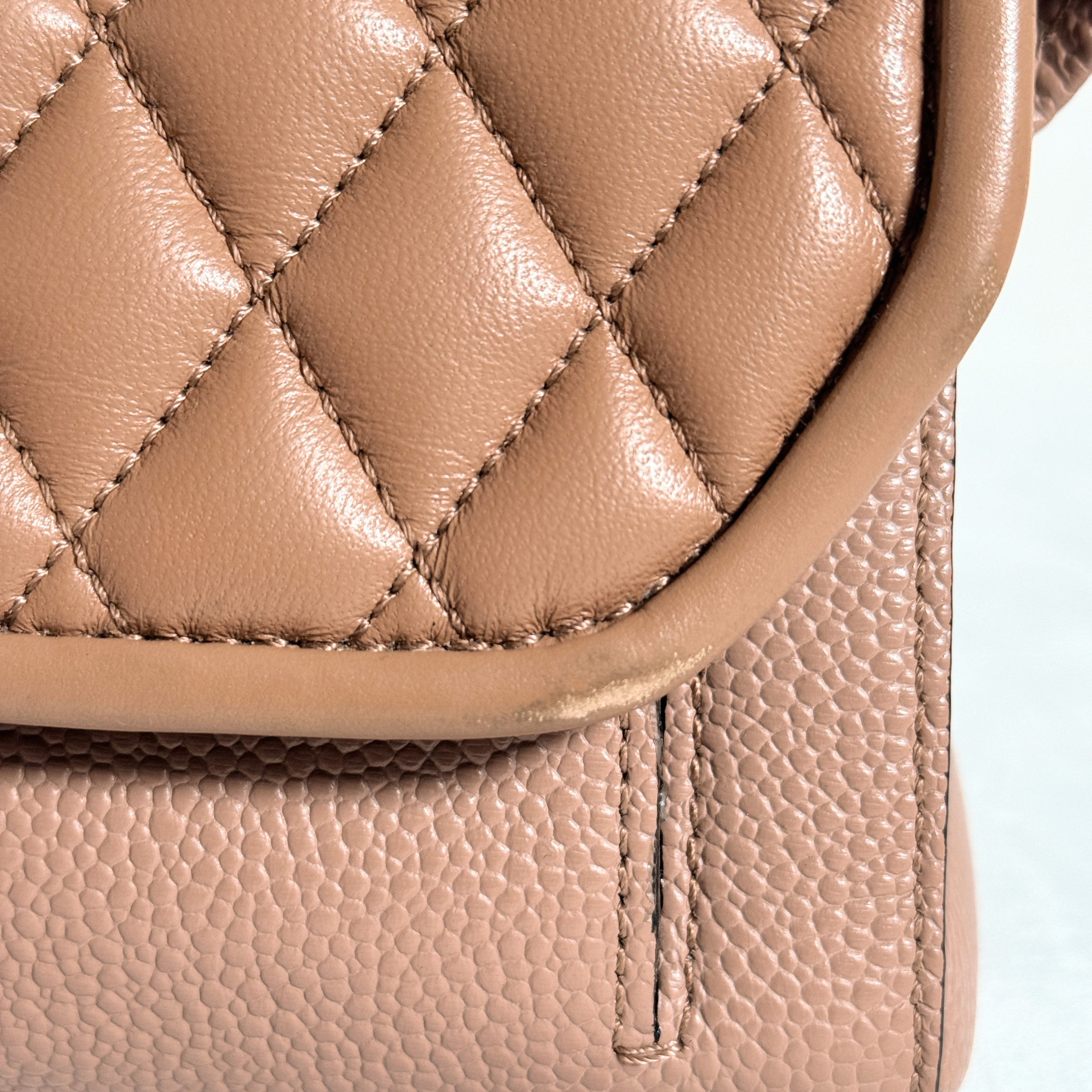 SAC BANDOULIERE LANCEL NINON S - FLAP BAG MATELASSE CAMEL