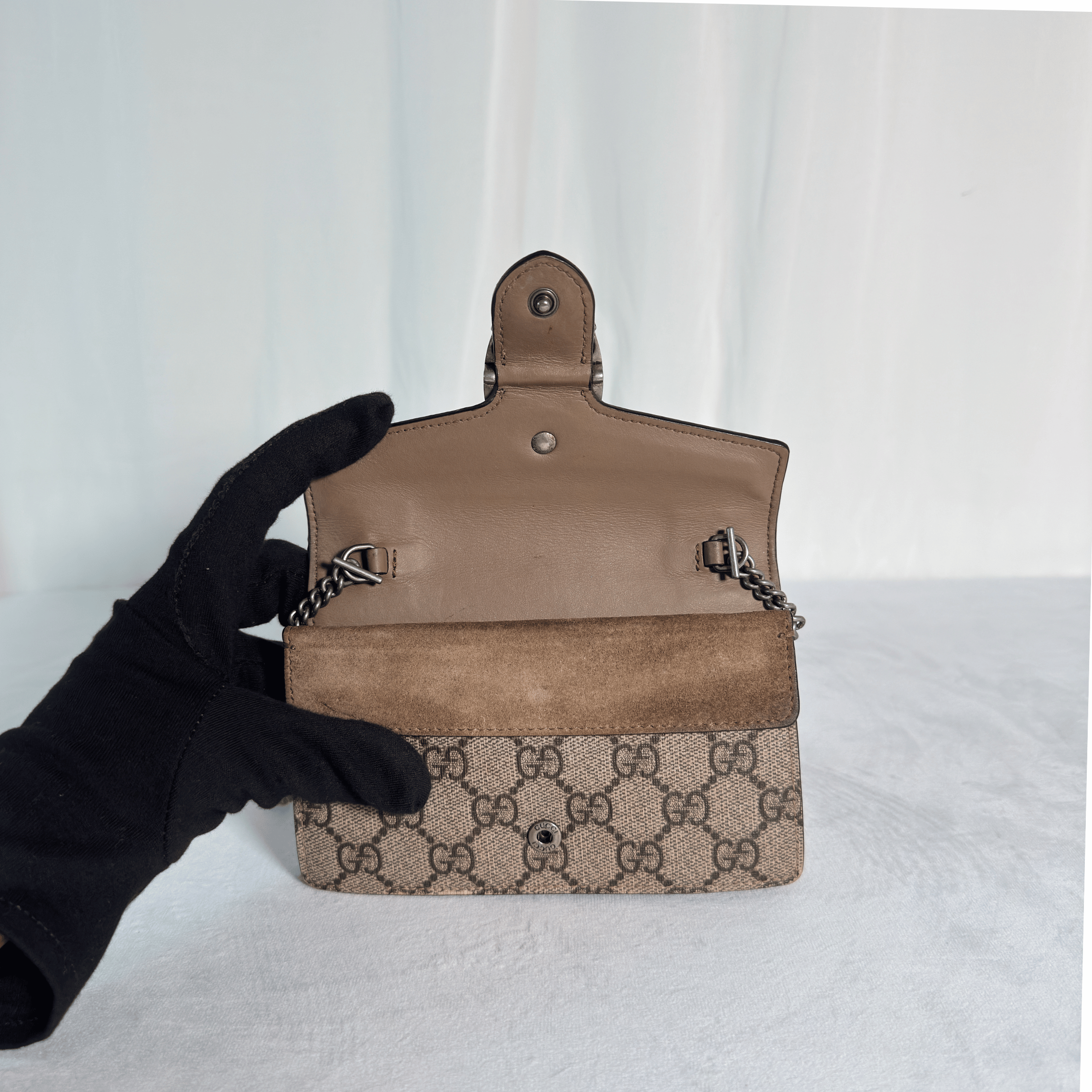 GUCCI - SAC DIONYSUS SUPER MINI - TOILE GG SUPREME / DAIM - BEIGE EBENE