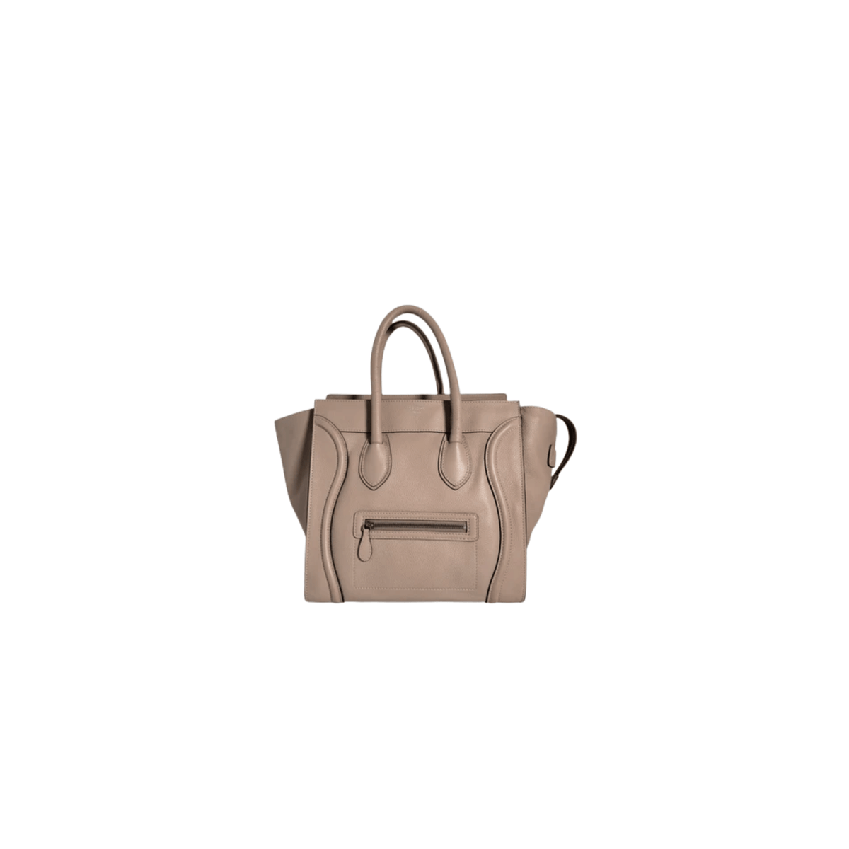CELINE LUGGAGE MINI HANDBAG - TAUPED GRAINED LEATHER