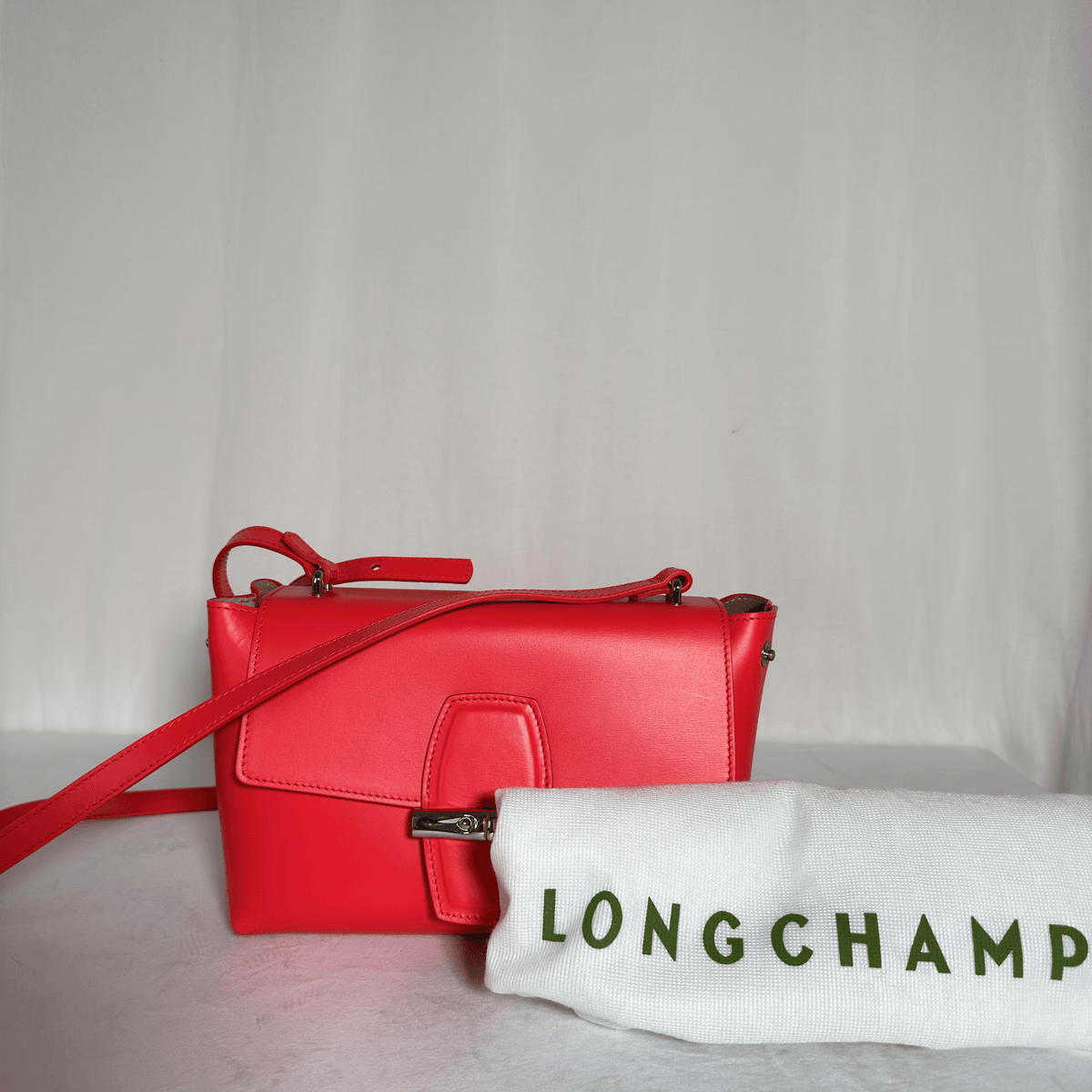 LONGCHAMP - ROSEAU BOX S - CUIR LISSE COQUELICOT