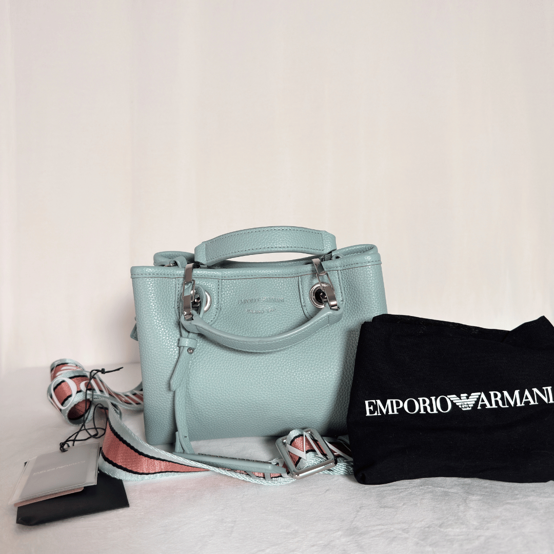 EMPORIO ARMANI - MY EA MINI - CUIR GRAINE BLEU CELADON