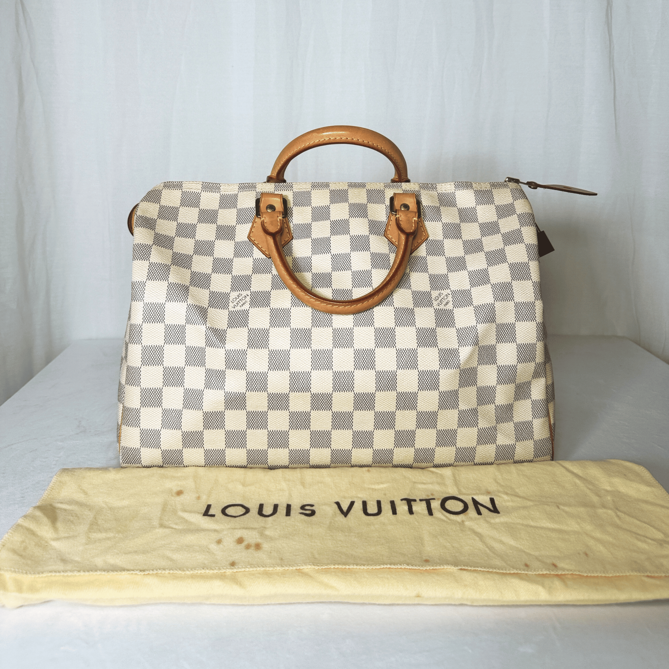 SAC LOUIS VUITTON SPEEDY 35 TOILE DAMIER AZUR VINTAGE - La Belle Boutique