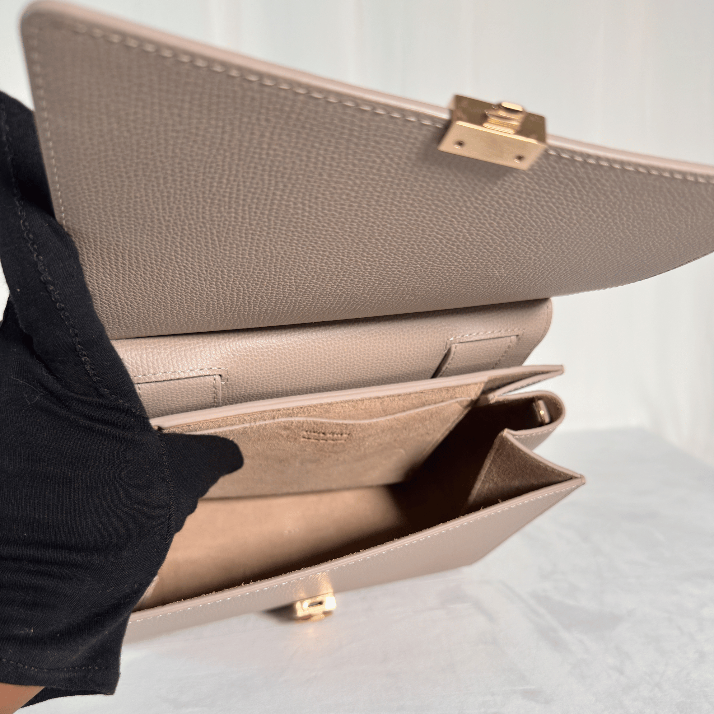 POLENE - SAC NUMERO SEPT - CUIR GRAINE TAUPE