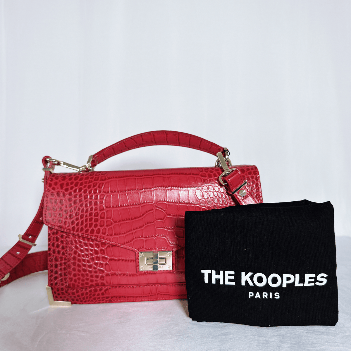 THE KOOPLES - SAC EMILY MEDIUM - CUIR EFFET CROCODILE ROUGE