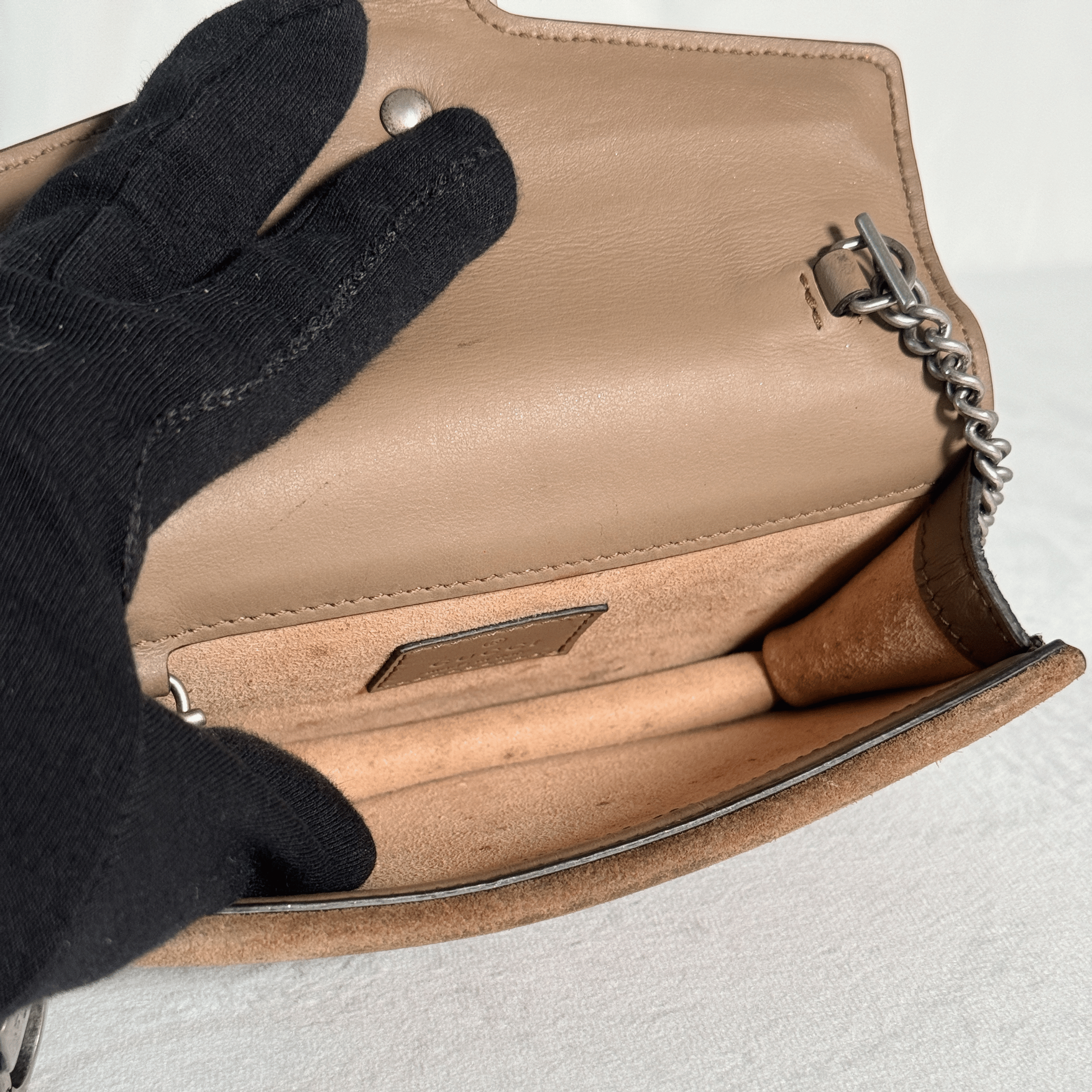GUCCI - SAC DIONYSUS SUPER MINI - TOILE GG SUPREME / DAIM - BEIGE EBENE