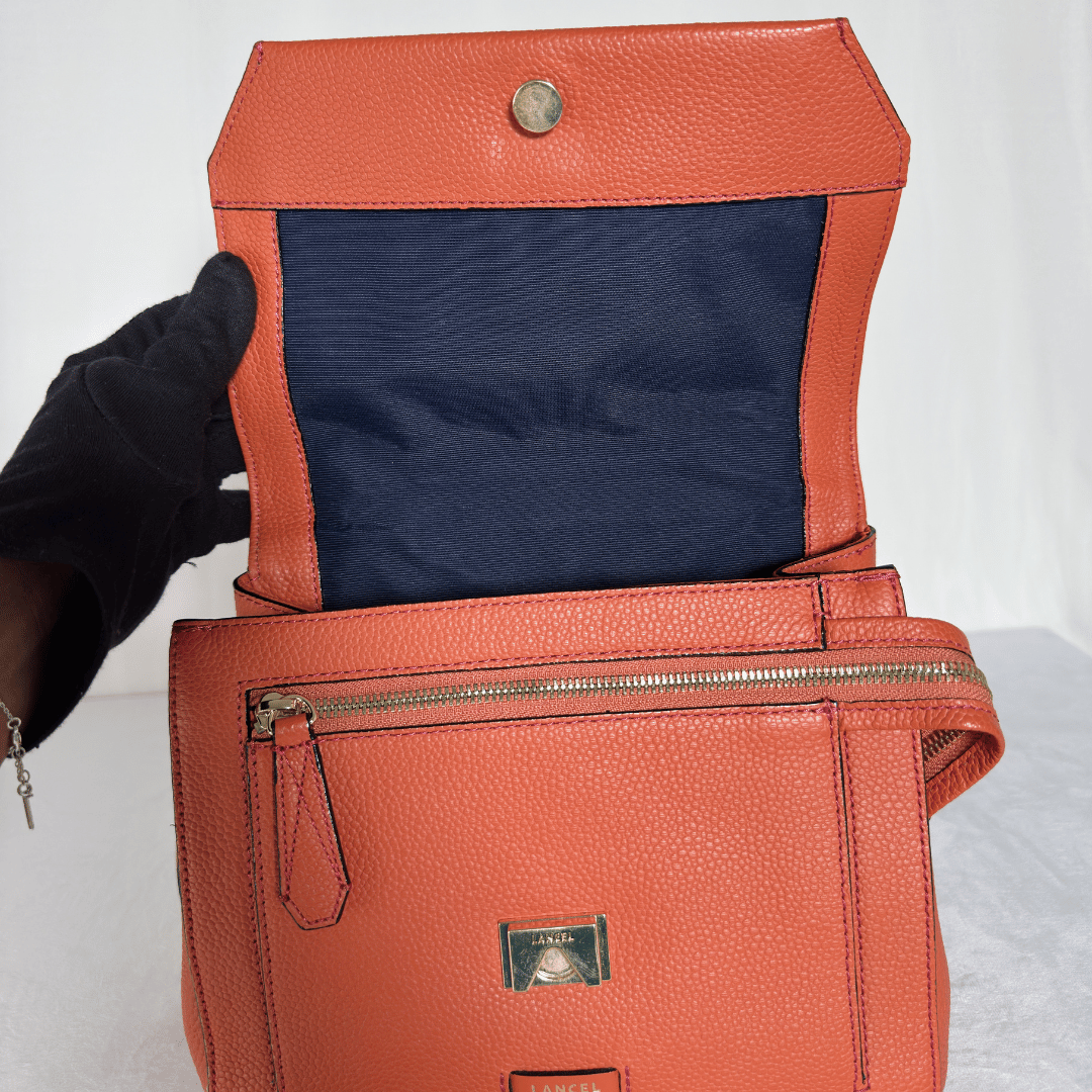 LANCEL - NINON S - CUIR GRAINÉ TERRACOTTA
