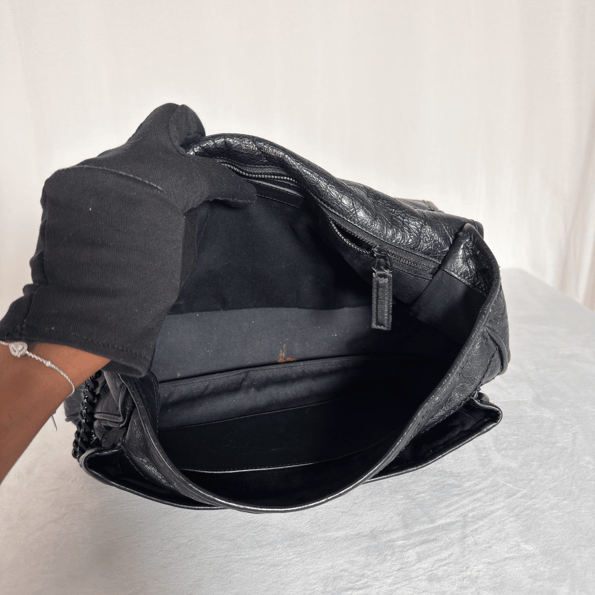 SAINT LAURENT - NIKI MEDIUM - CUIR VIEILLI NOIR - BIJOUTERIE ALL BLACK