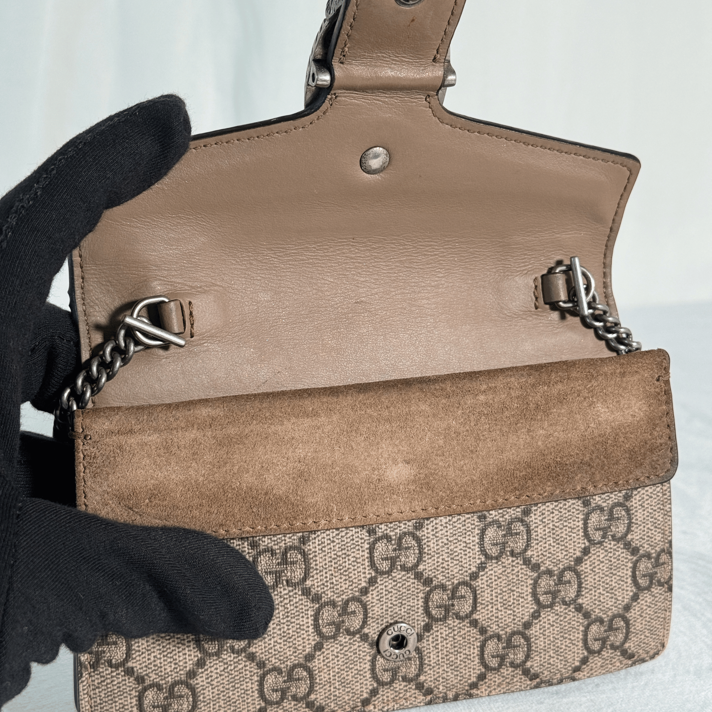 GUCCI - SAC DIONYSUS SUPER MINI - TOILE GG SUPREME / DAIM - BEIGE EBENE