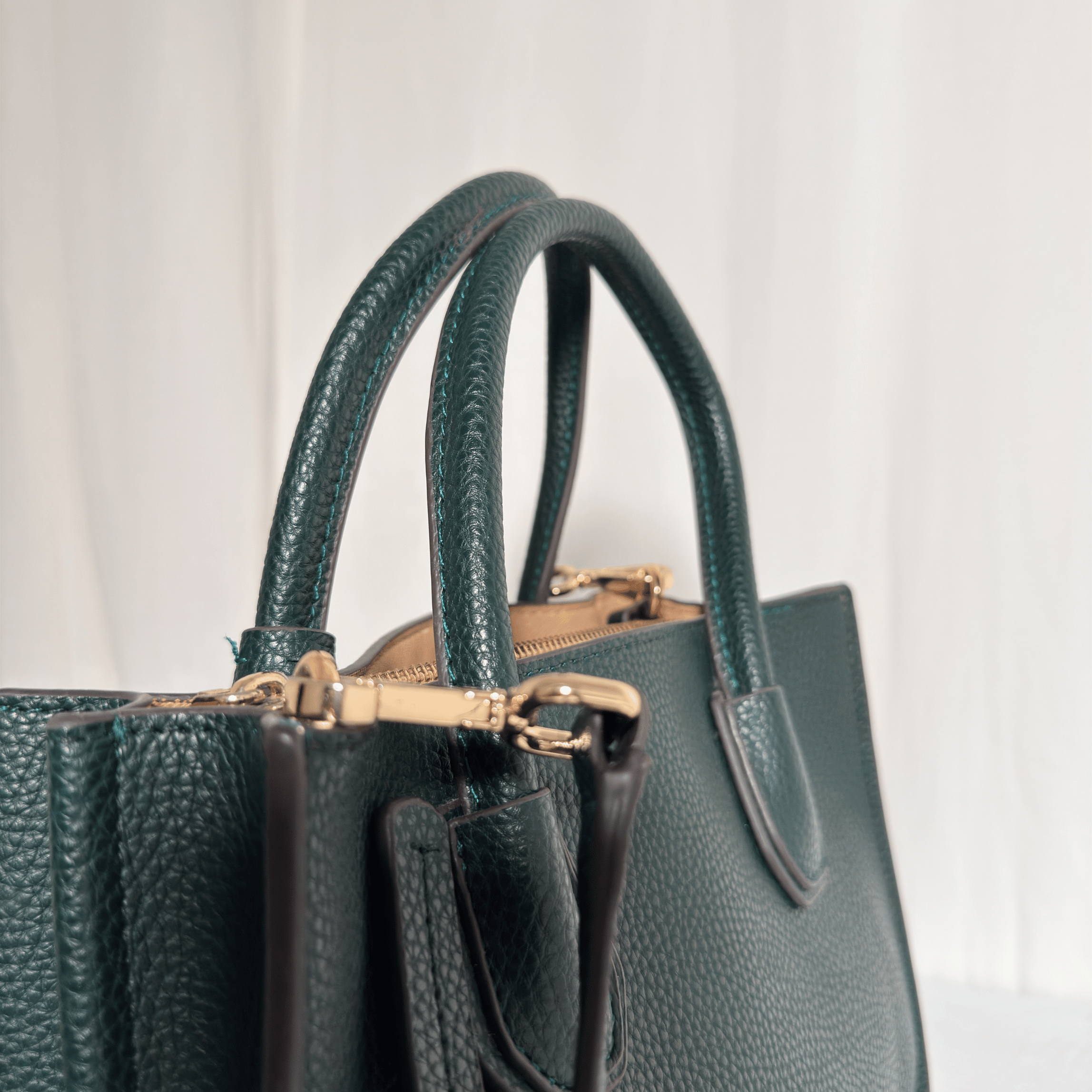 MICHAEL KORS -SAC MERCER - CUIR GRAINÉ VERT SAPIN