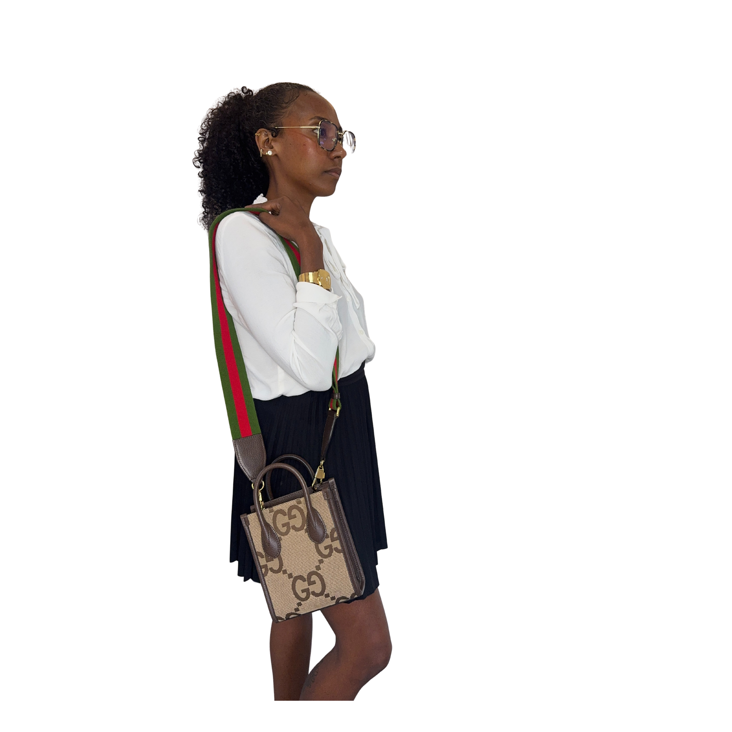 Sac à main Gucci Mini Tote Ophidia – Toile GG Jumbo et cuir brun